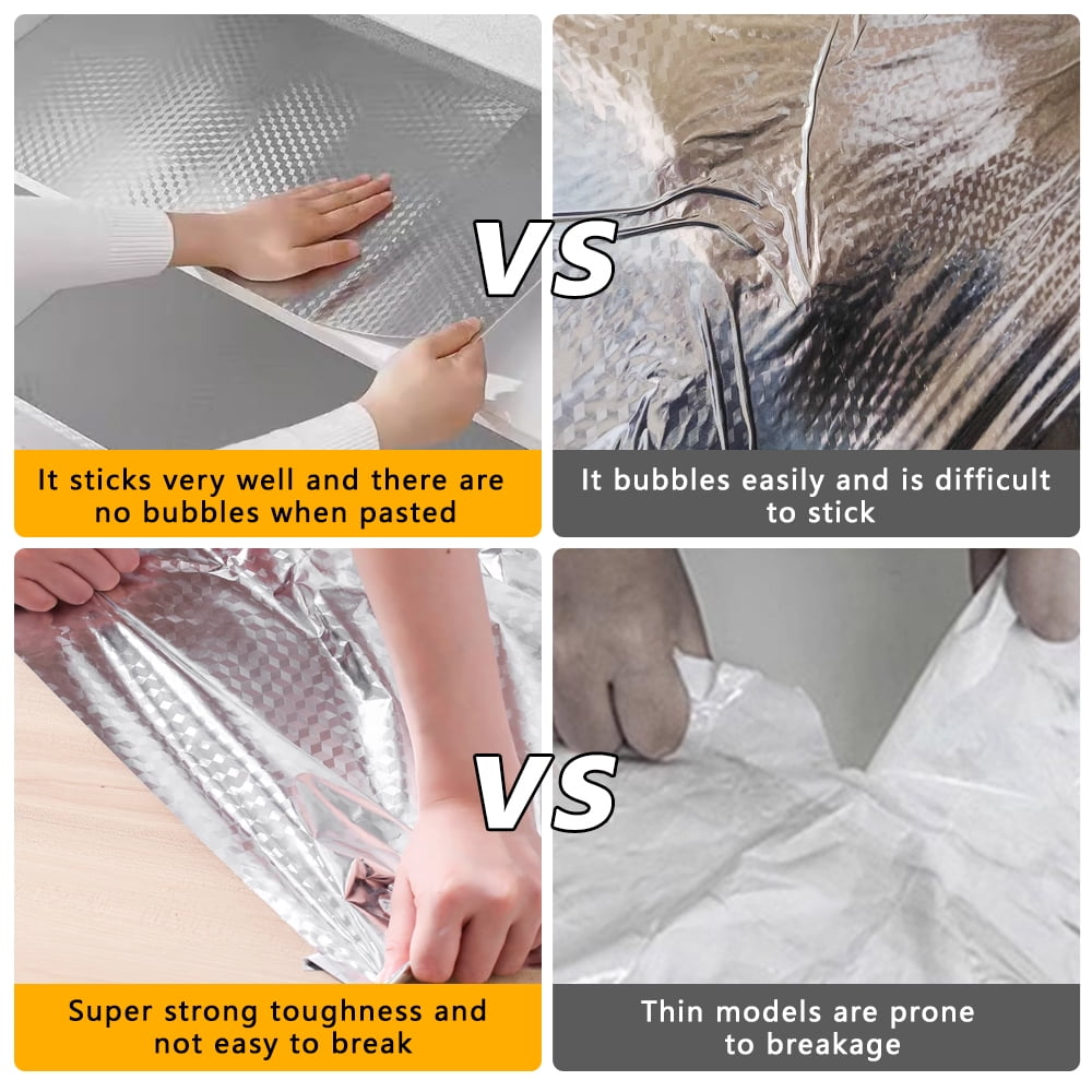 proprodiudiu Kitchen Backsplash Wallpaper Oil-Proof Heat-Resistant Aluminum Foil Peel and Stick Contact Paper (Clear, 23.6 in x 196 in) ebmk3