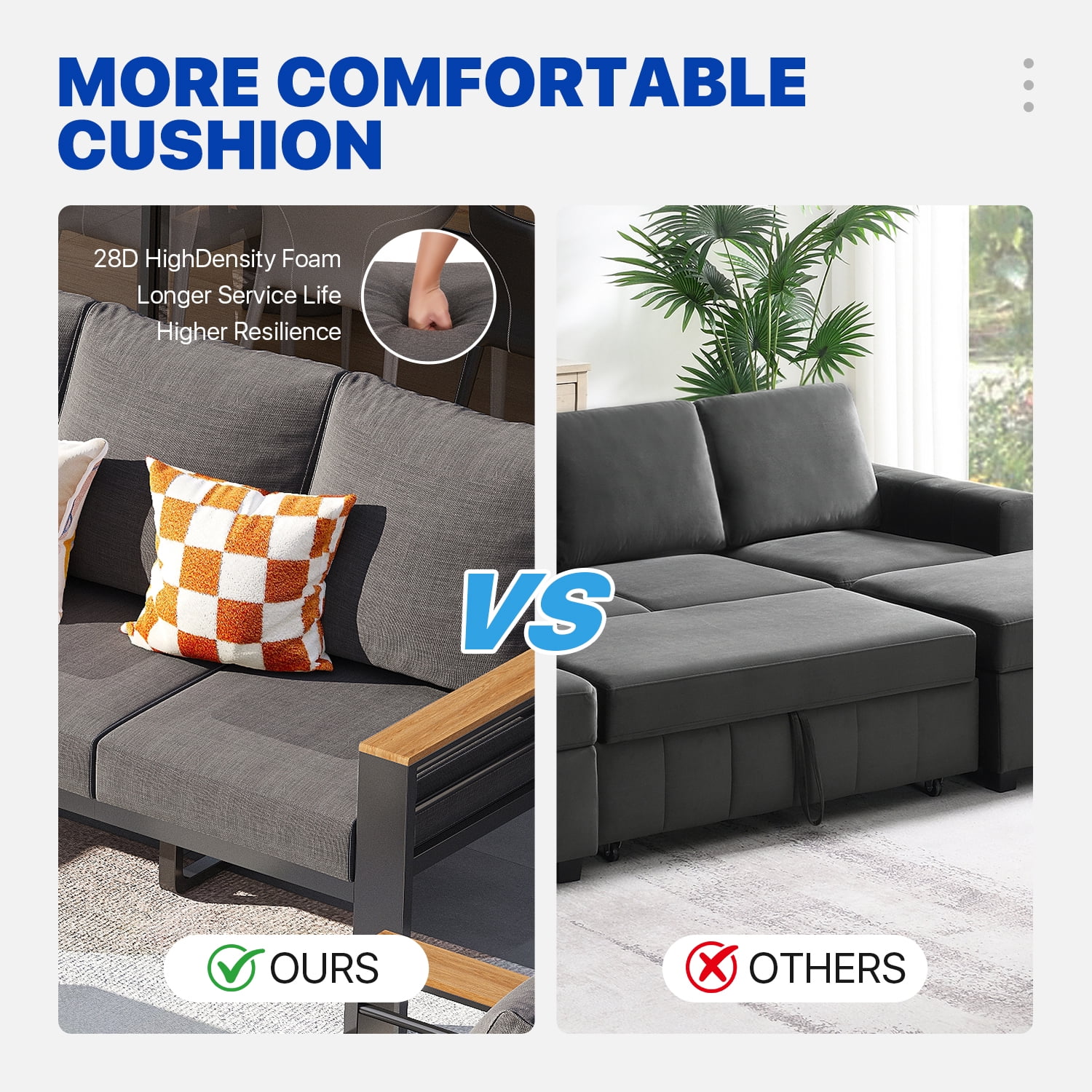 CLOUDDWELL 7-Piece Outdoor Patio Sectional Set with Coffee Table and Cushions (Gray, 7-Seat) odr39