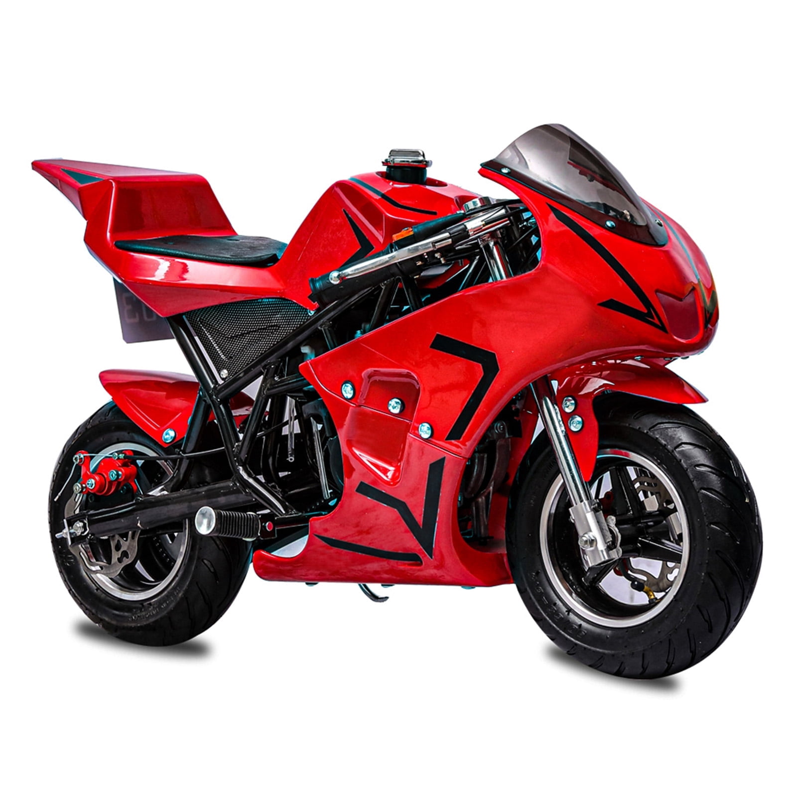 FRP 50cc Mini Pocket Bike Gas Powered Motorcycle with Dual Brake and Kill Switch (Red, 165 lb Capacity) g8yxp