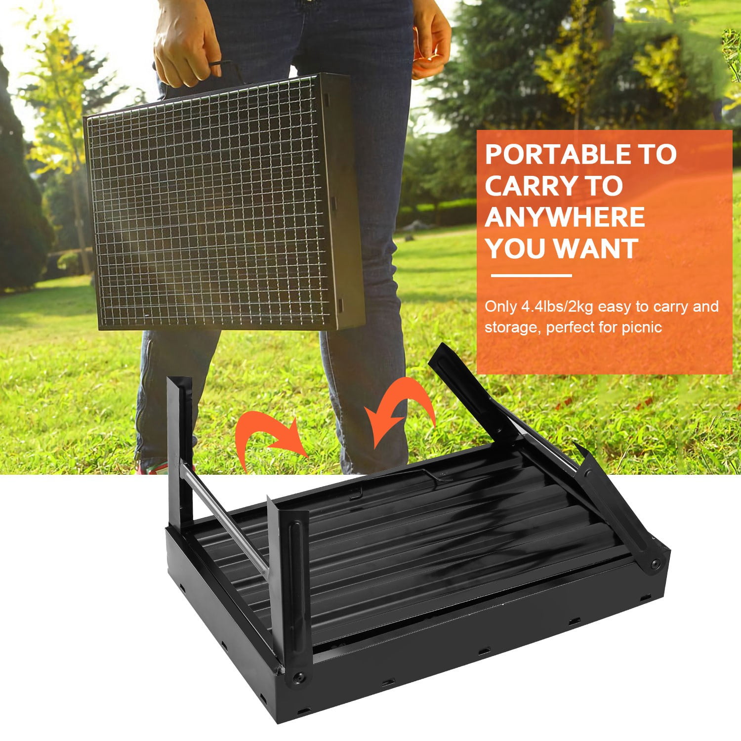 TeqHome Portable Charcoal Grill and Smoker (Black, 18 in) vwfe1