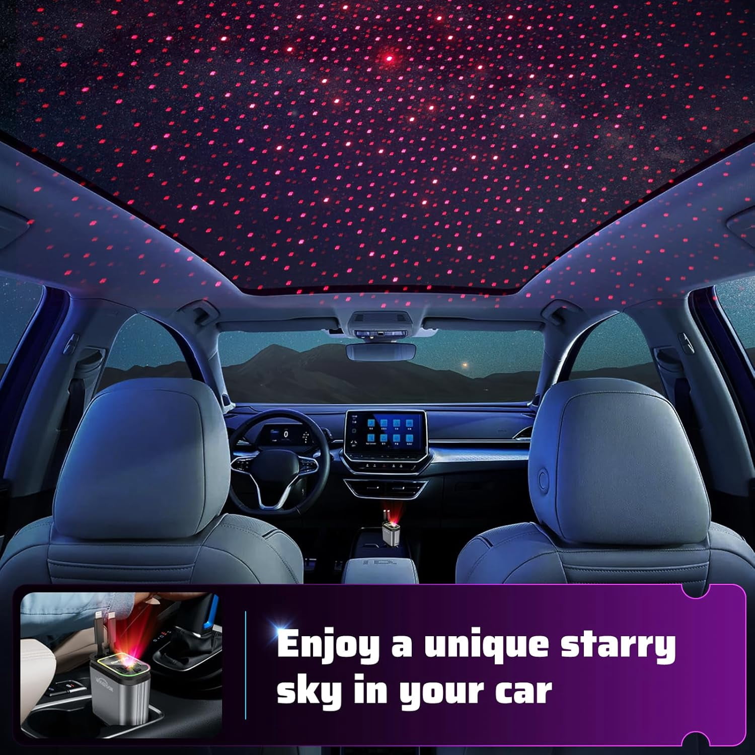 Teblint 4-in-1 Retractable Car Charger, 66W Fast Charging Adapter with Starlight Projection (Grey, 31.5 in) npbvk