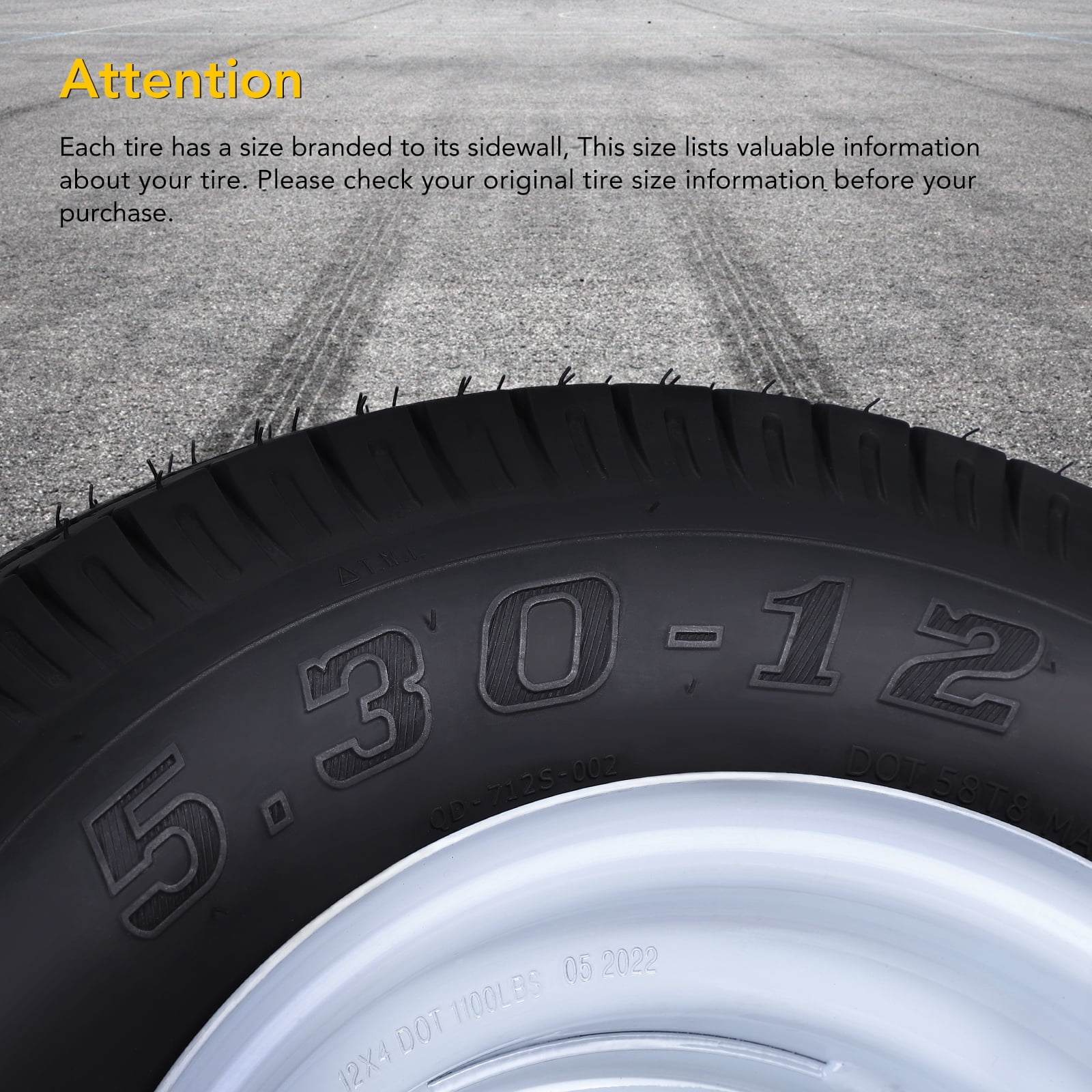 Ladcaser 5.30-12 Trailer Tire and Rim Assembly (2 Pack, 5 Lug on 4.5 in, Load Range C, 6 Ply) fvw5a