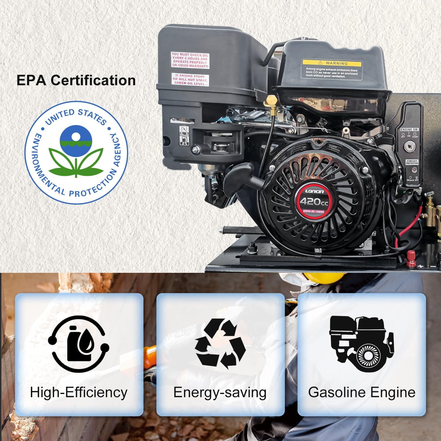 HPDMC 13HP Gas Powered Air Compressor (24CFM, 180PSI, 30 Gal Tank, Electric Start) qfbtz