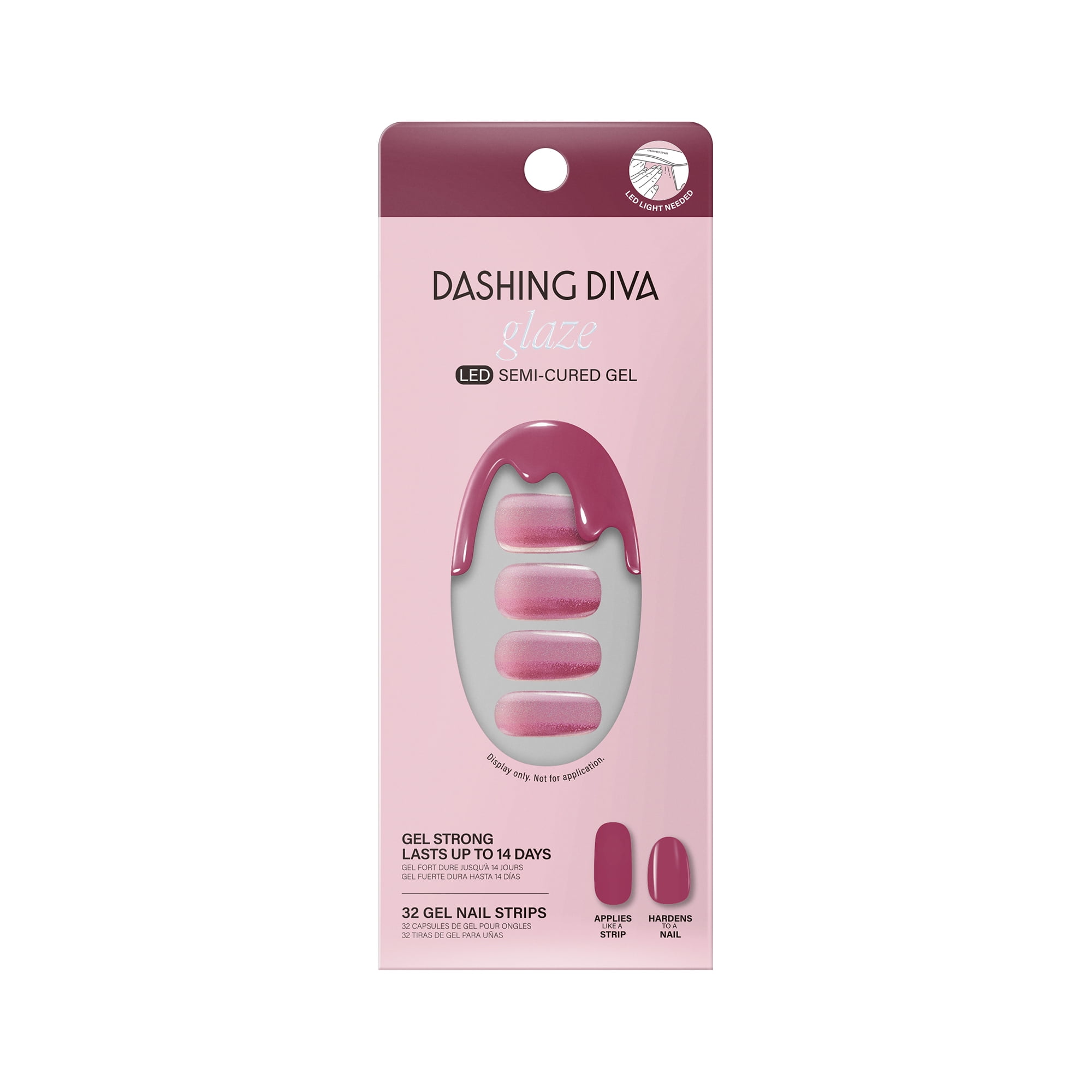 Dashing Diva Glaze Semi-Cured Gel Nail Strips, High-Shine Salon Finish (Sangria Red, 32 Count) enves