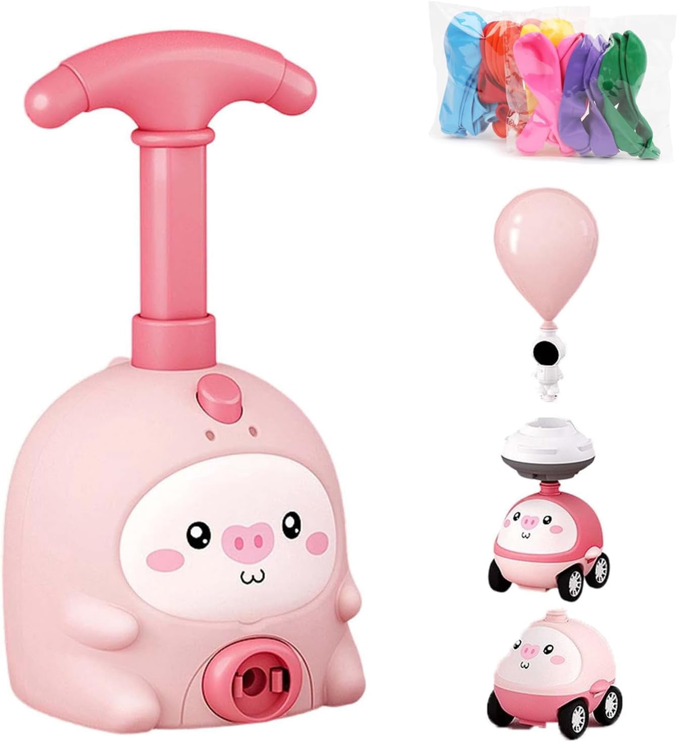 Generic 2-in-1 Balloon Powered Car and Flying Toy Set, STEM Physics Launcher with Manual Pump (Multi-color, 1 Set) kik8d