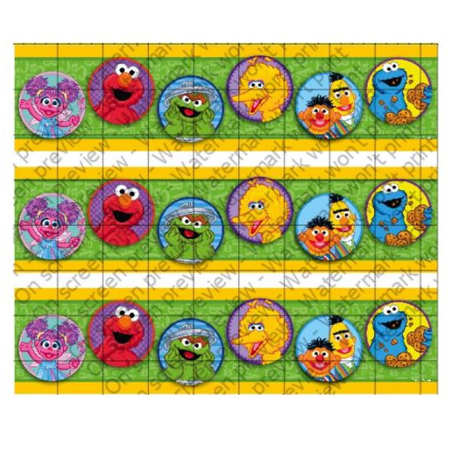 MAK Creations Cake Supply Sesame Street Edible Cake Strips (Multicolor, 3 Strips per Sheet) t0nsn