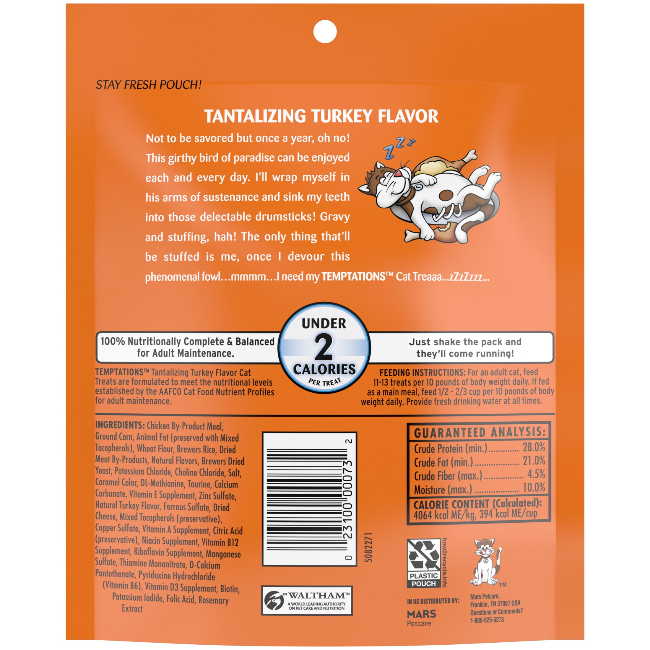 TEMPTATIONS Classic Tantalizing Turkey Flavor Crunchy and Soft Cat Treats (6.3 oz) m74jr