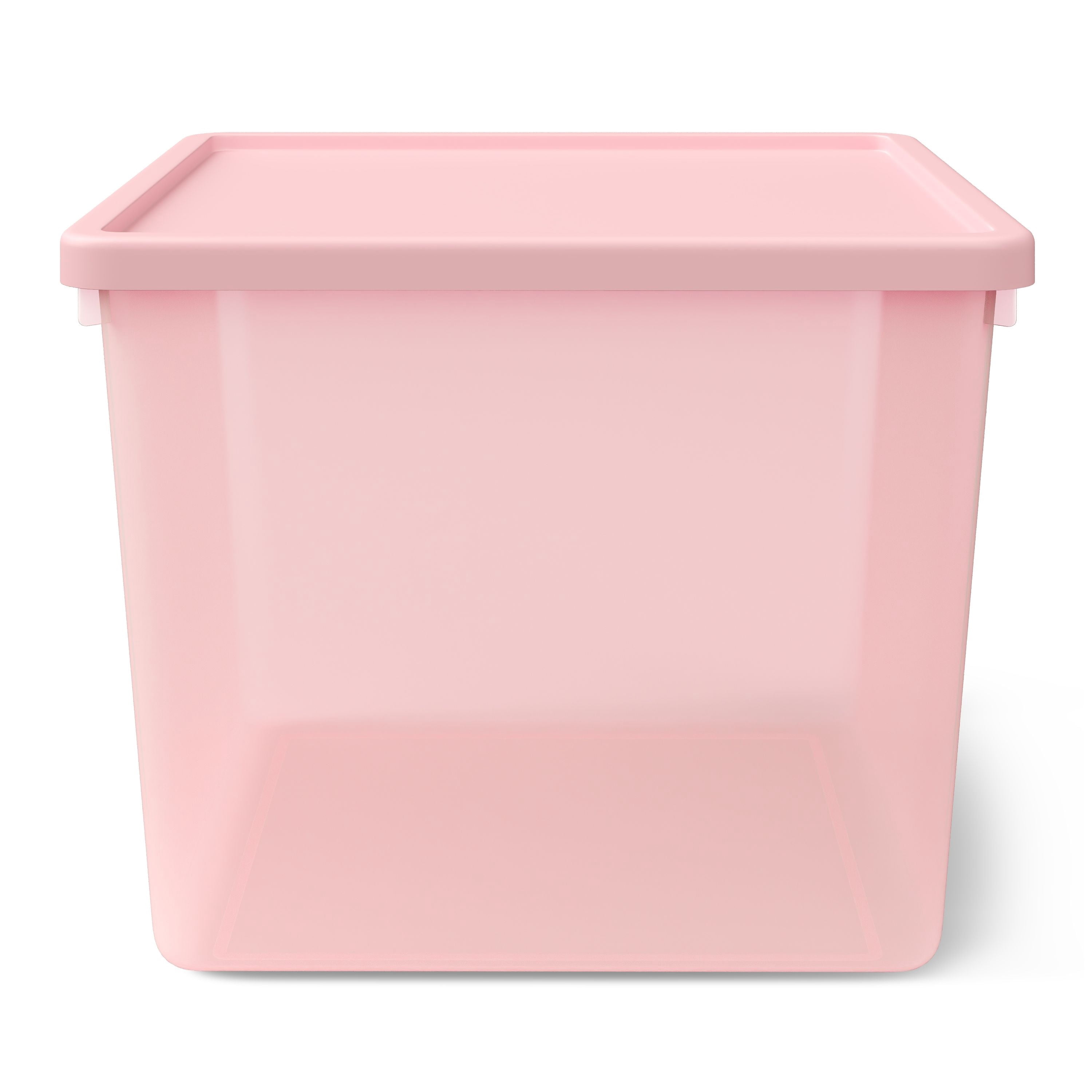 Mainstays Kids Large Plastic Storage Bin with Lid (Pink, 12.5 in x 12 in x 9.5 in) 4a1uj