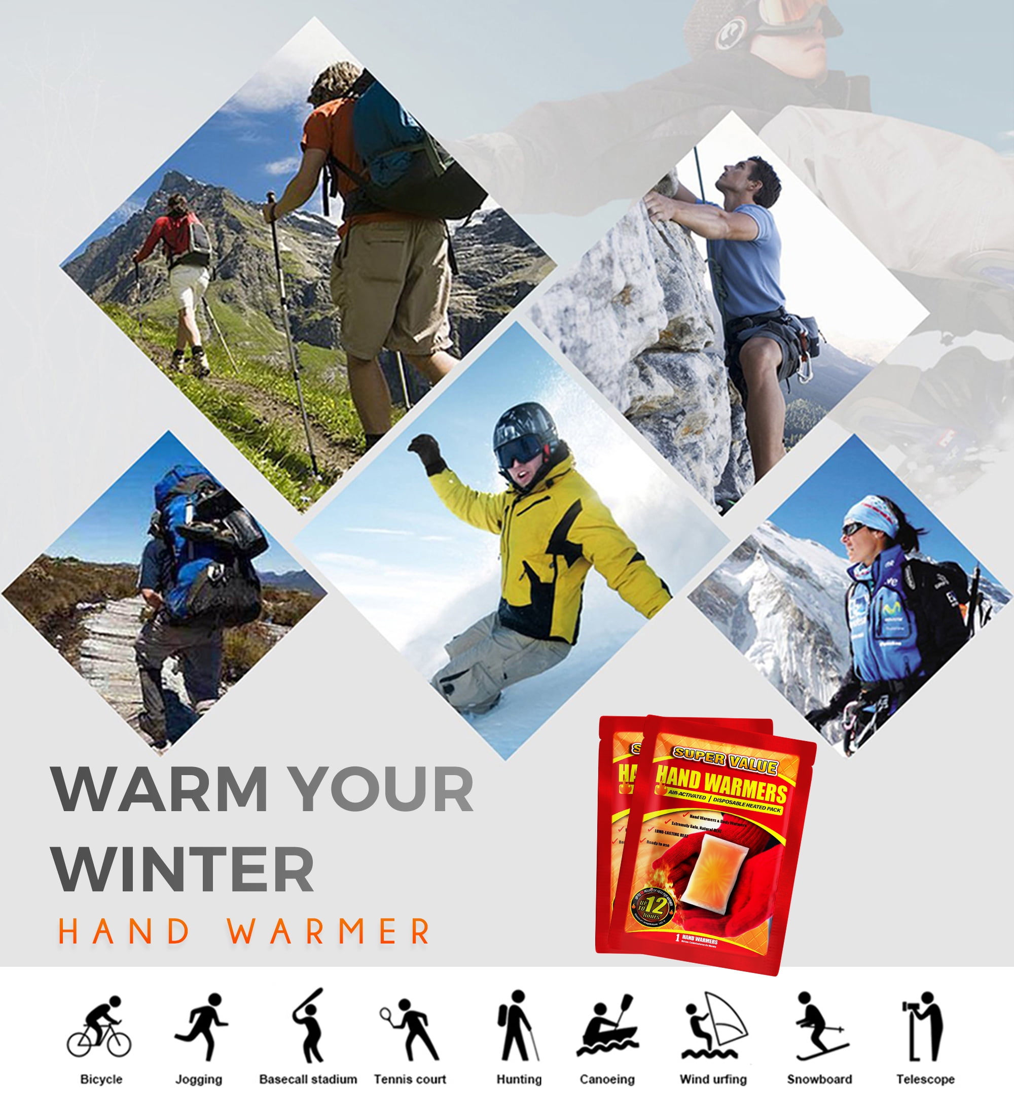 NFTIGB Hand Warmers Air-Activated Heat Packs for Outdoor Activities (55 Pack) wynbn