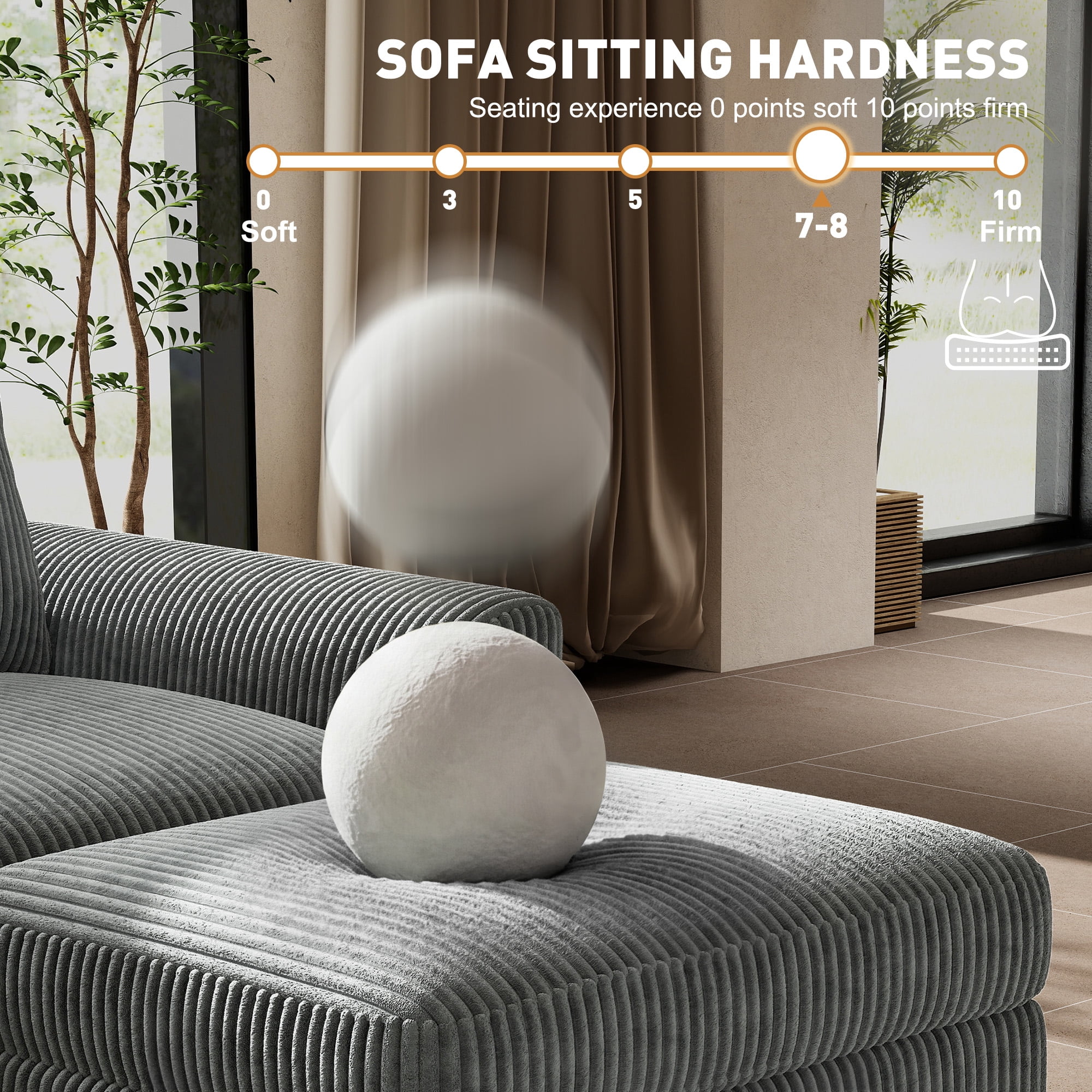 BedLuxury Sectional Sleeper Sofa with Pull-Out Bed, Storage, and USB Charging (Corduroy Gray, 83 in) hox21