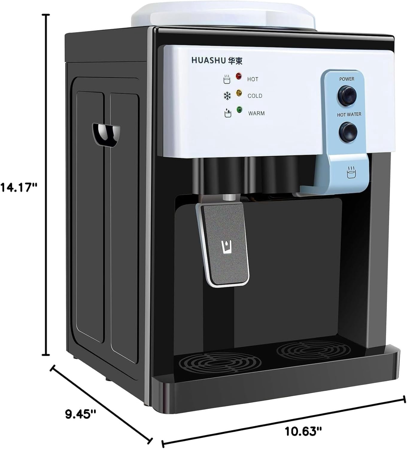 LEYSRIS Countertop Electric Water Dispenser, Hot and Cold Drinking Water Machine for Home and Office (White, 14.17 in x 10.63 in x 9.45 in) nzvgz