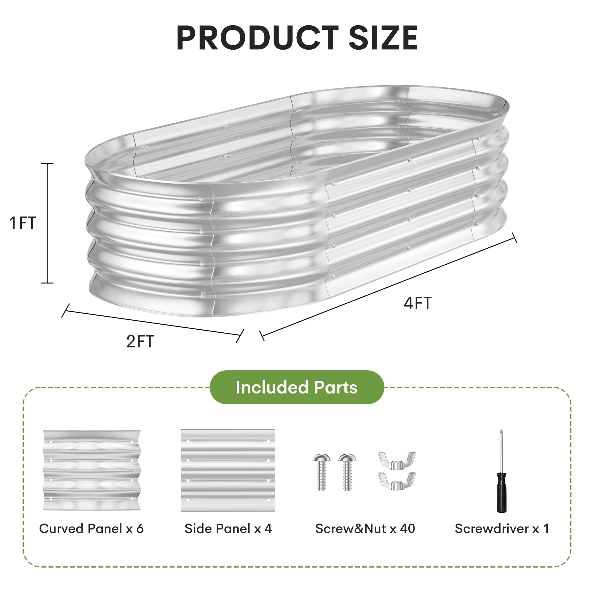 ANSFIL Galvanized Raised Garden Bed Kit, Heavy-Duty Metal Planter Box for Vegetables and Flowers (Silver, 4 Pack, 4 ft x 2 ft x 1 ft) ubmj7
