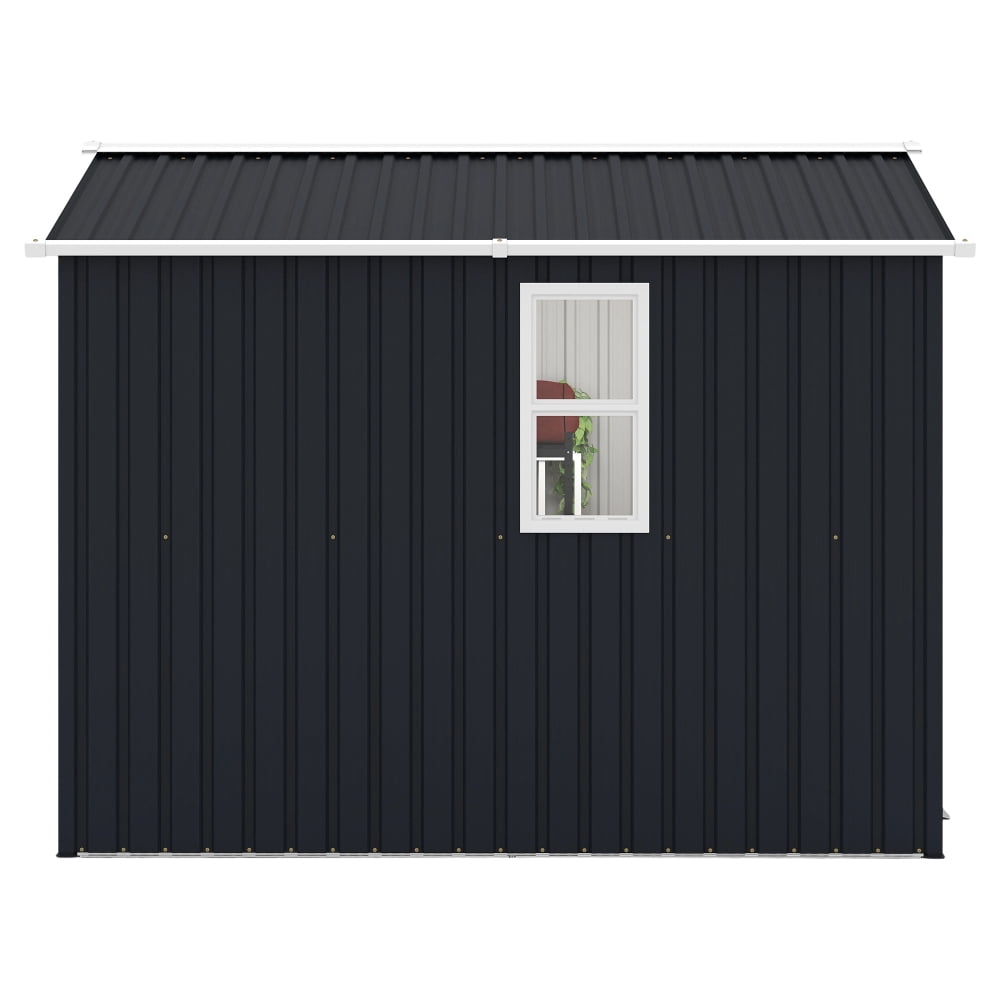 Generic Metal Storage Shed Outdoor Garden Tool House with Lockable Doors and Air Vents (Grey, 8x6 ft) nbo5r