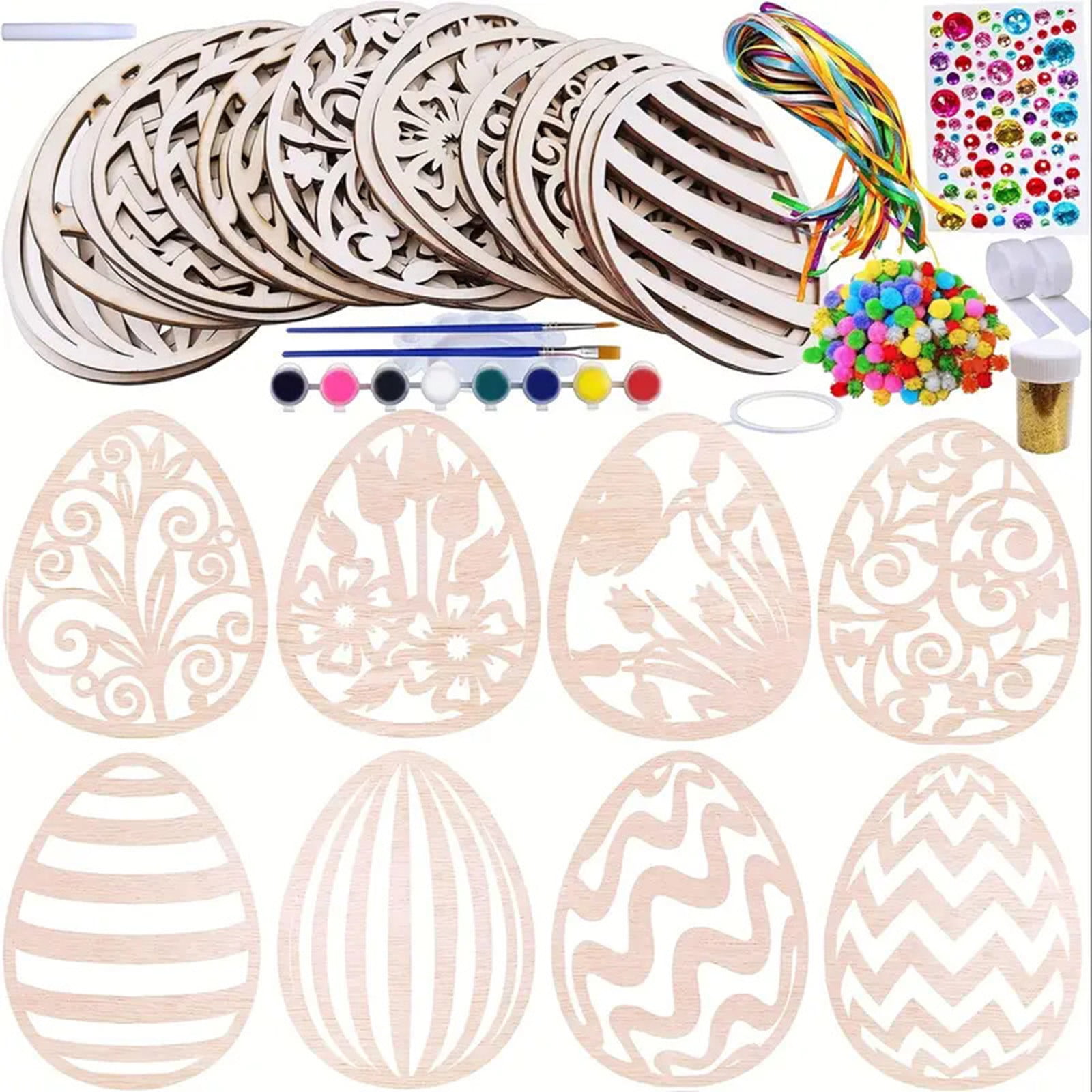 Darzheoy Wooden Easter Ornaments DIY Craft Kit (Unfinished Wood, 24 Sets) u2ihj