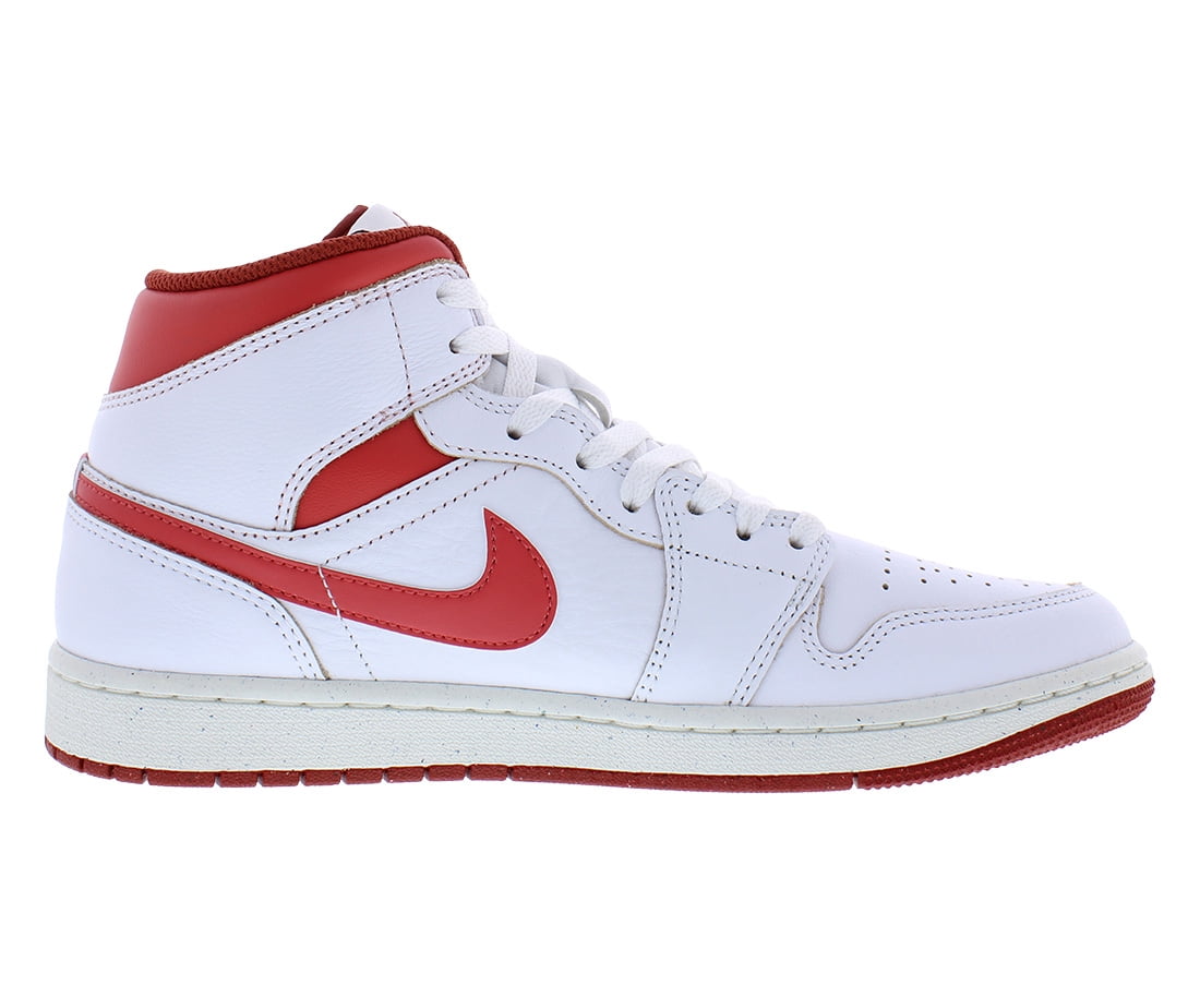 Nike Air Jordan 1 Mid SE Men's Basketball Sneakers (White/Dune Red/Sail, 8) pzw3t