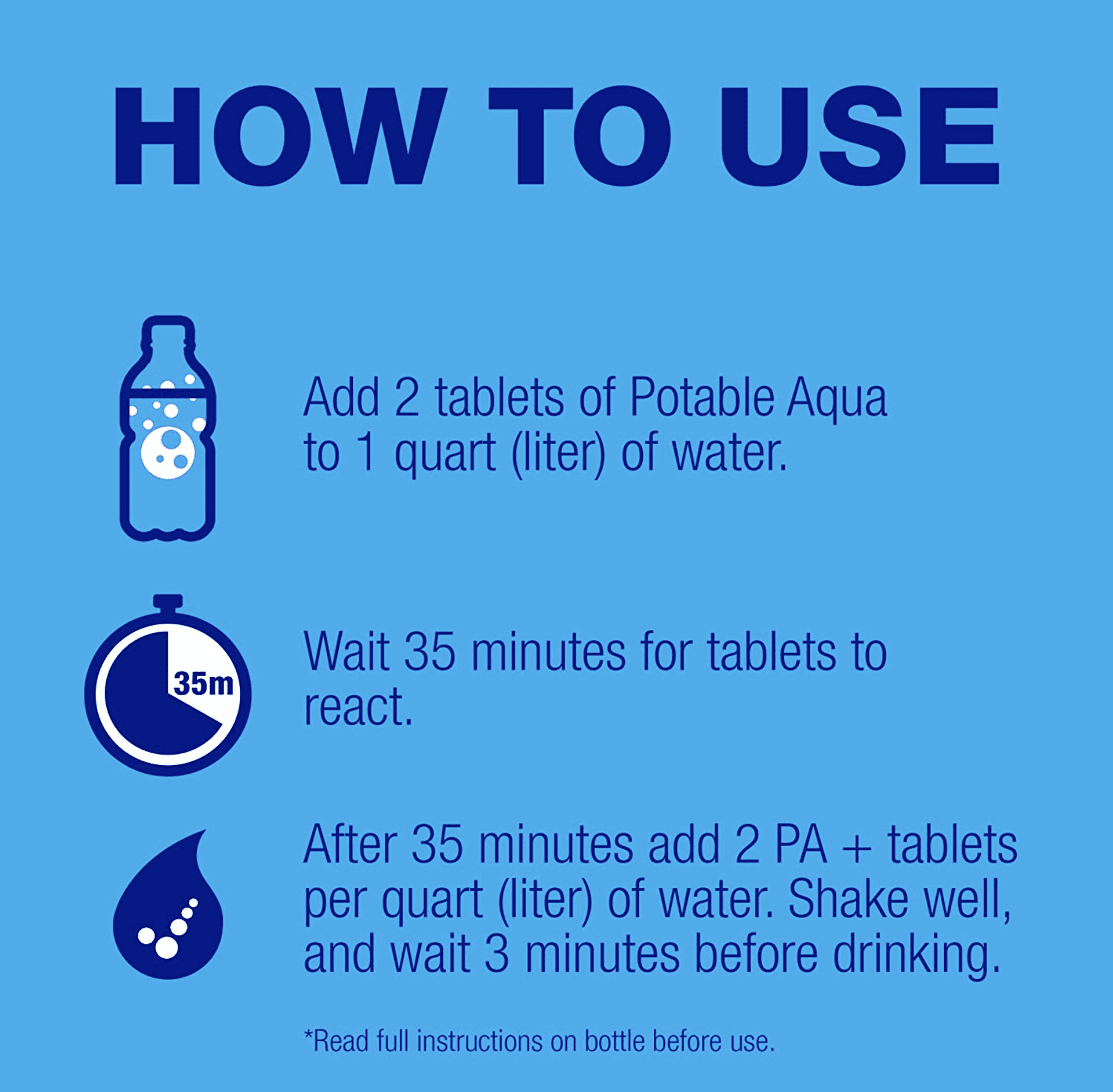Potable Aqua Water Purification Tablets with PA Plus (50 Count, 2 Pack) ldvkc