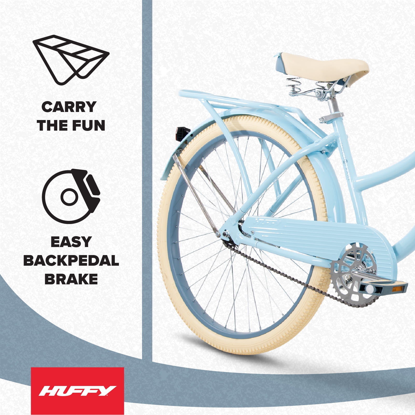 Huffy Nel Lusso Cruiser Bike for Women, Single-Speed Comfort Bicycle (Light Blue, 26 in) whw42