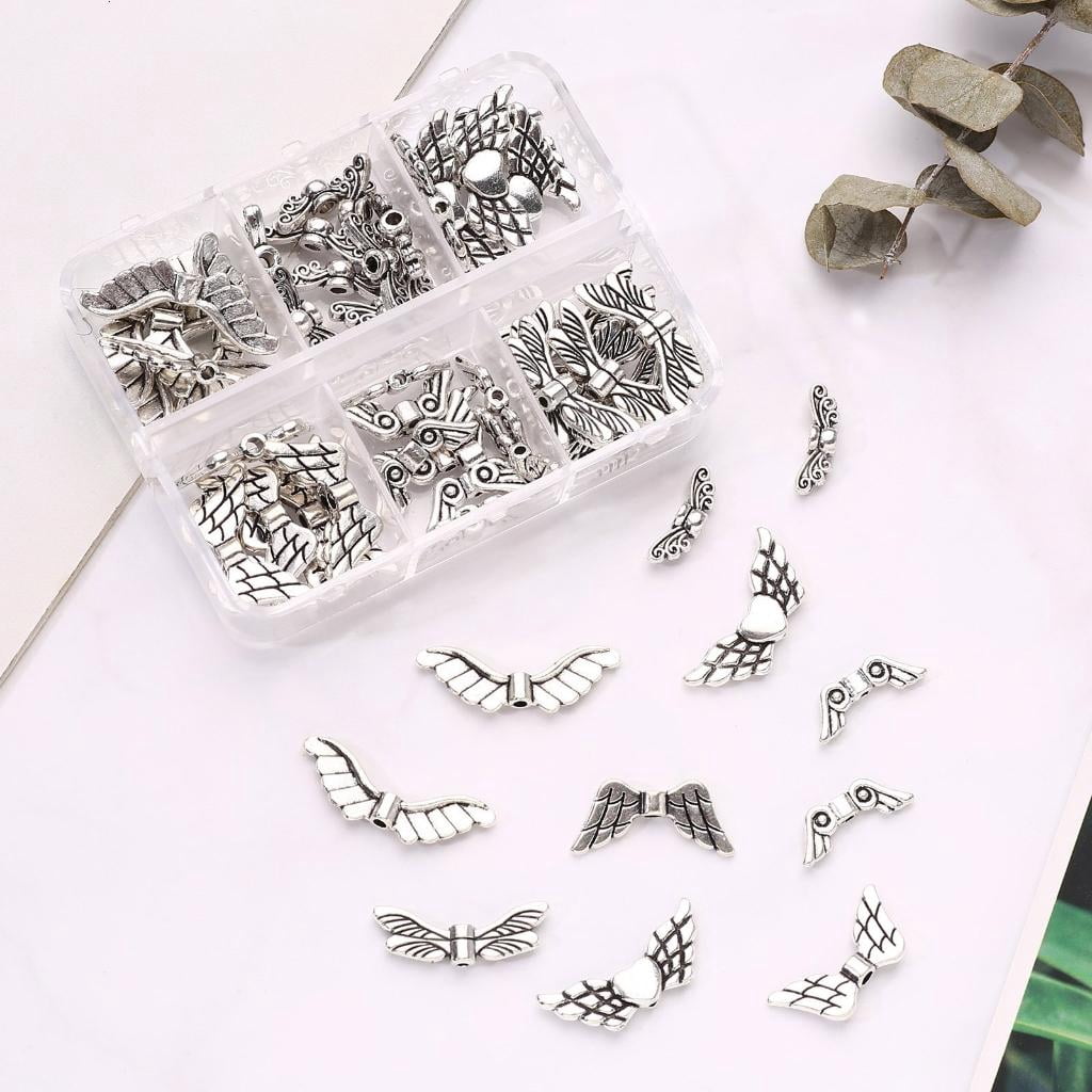 Osdhezcn Angel Wing Beads for Jewelry Making Antique Silver DIY Craft Findings (Silver, 160 Pieces) zuugl