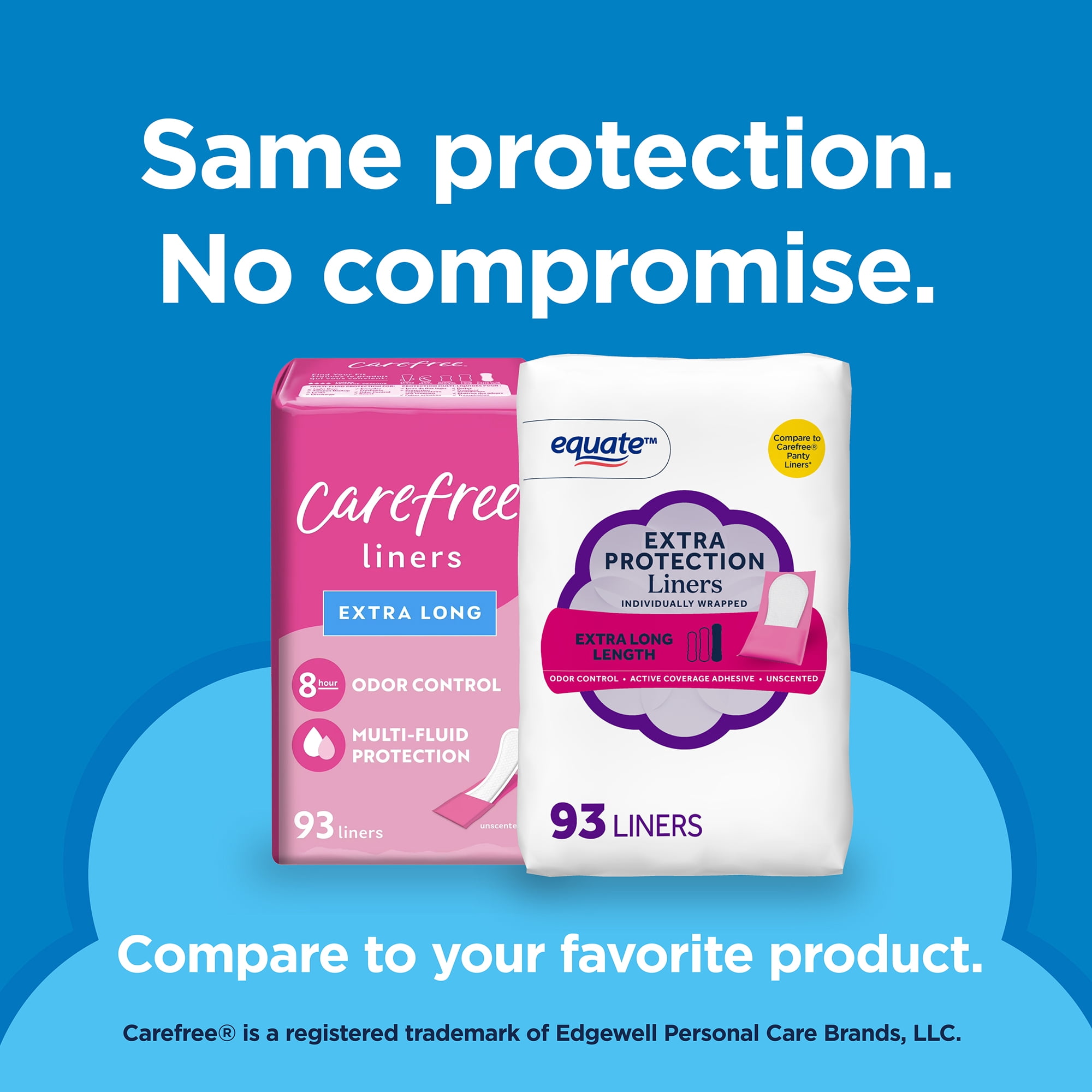 Equate Extra Protection Everyday Panty Liners, Extra Long Length (93 Count) jesbc