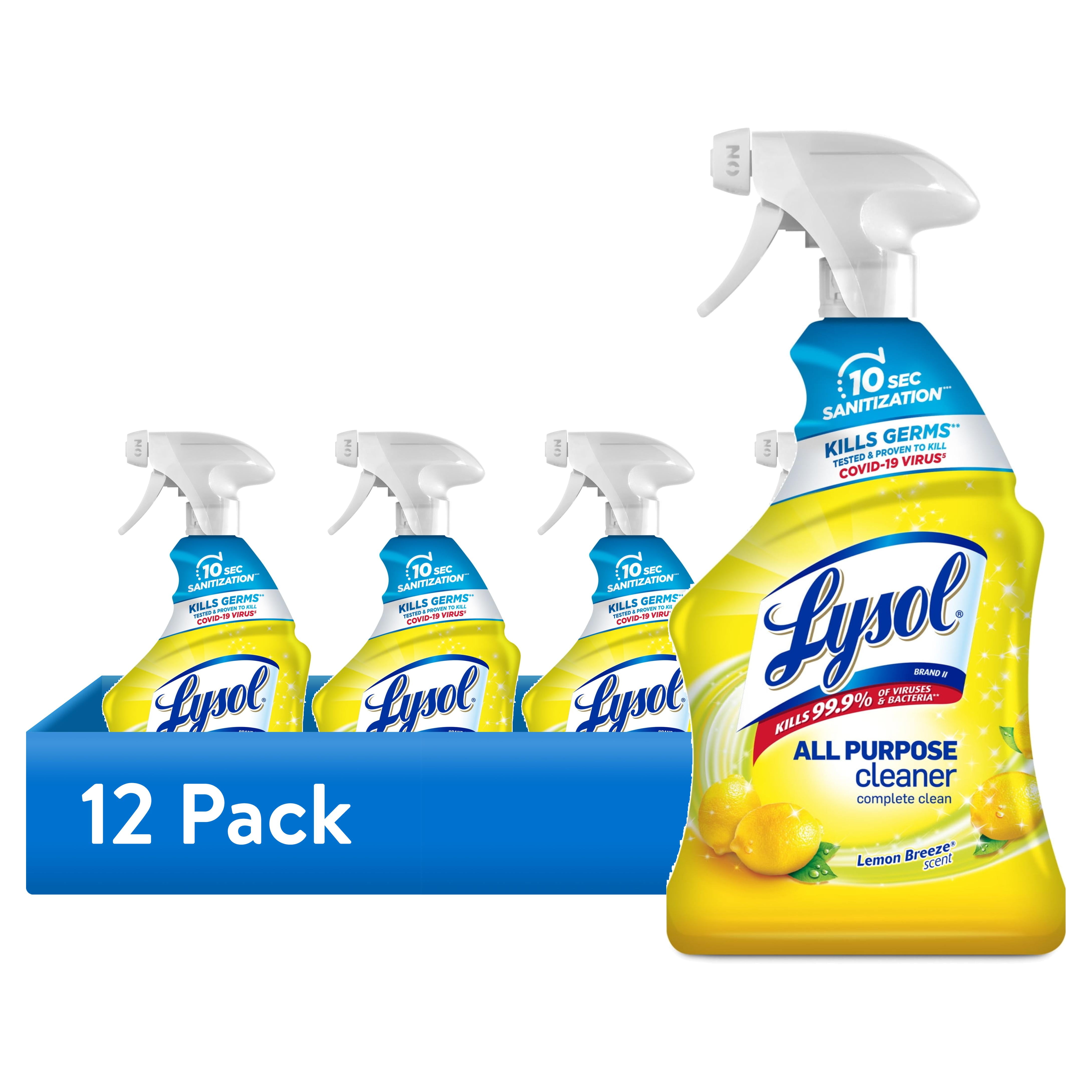 Lysol All-Purpose Cleaner Sanitizing and Disinfecting Spray Lemon Breeze Scent (12 Pack, 32 oz) kggph