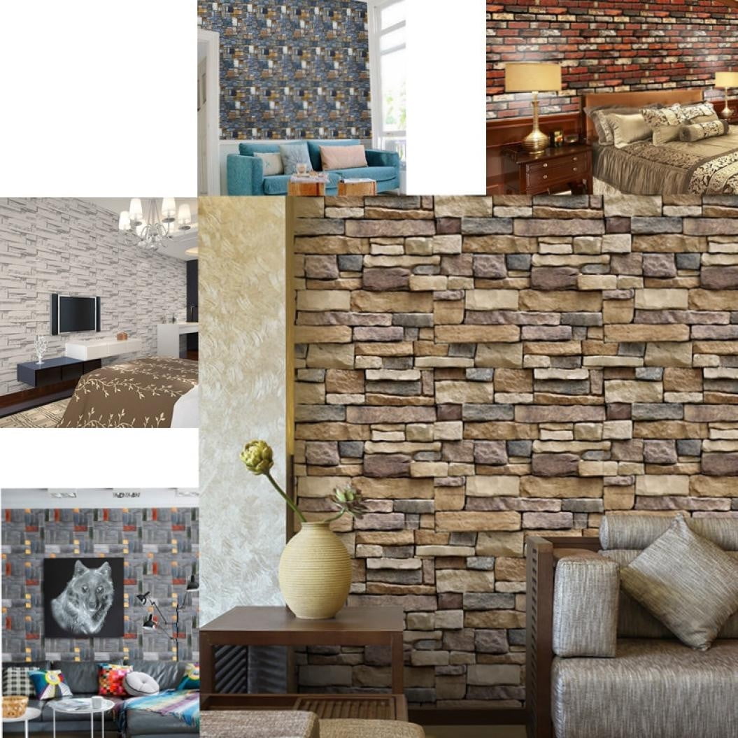 SIUBICH Peel and Stick Wallpaper, 3D Realistic Stone Textured Wall Covering for Backsplash and Countertop (Grey, 17.7 in x 118 in) kgufy
