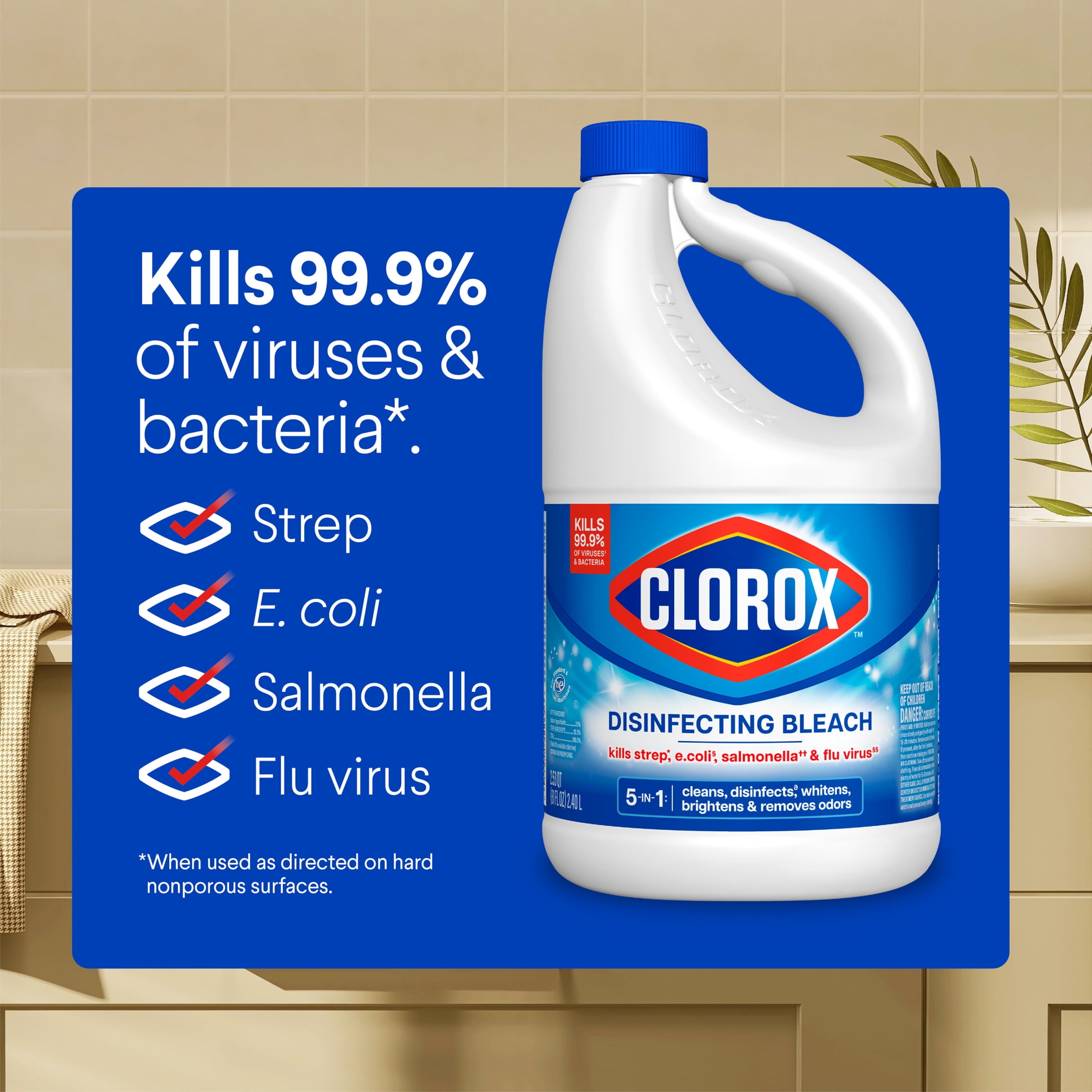 Clorox Disinfecting Liquid Bleach Cleaner, Regular Scent (81 fl oz) kj97c