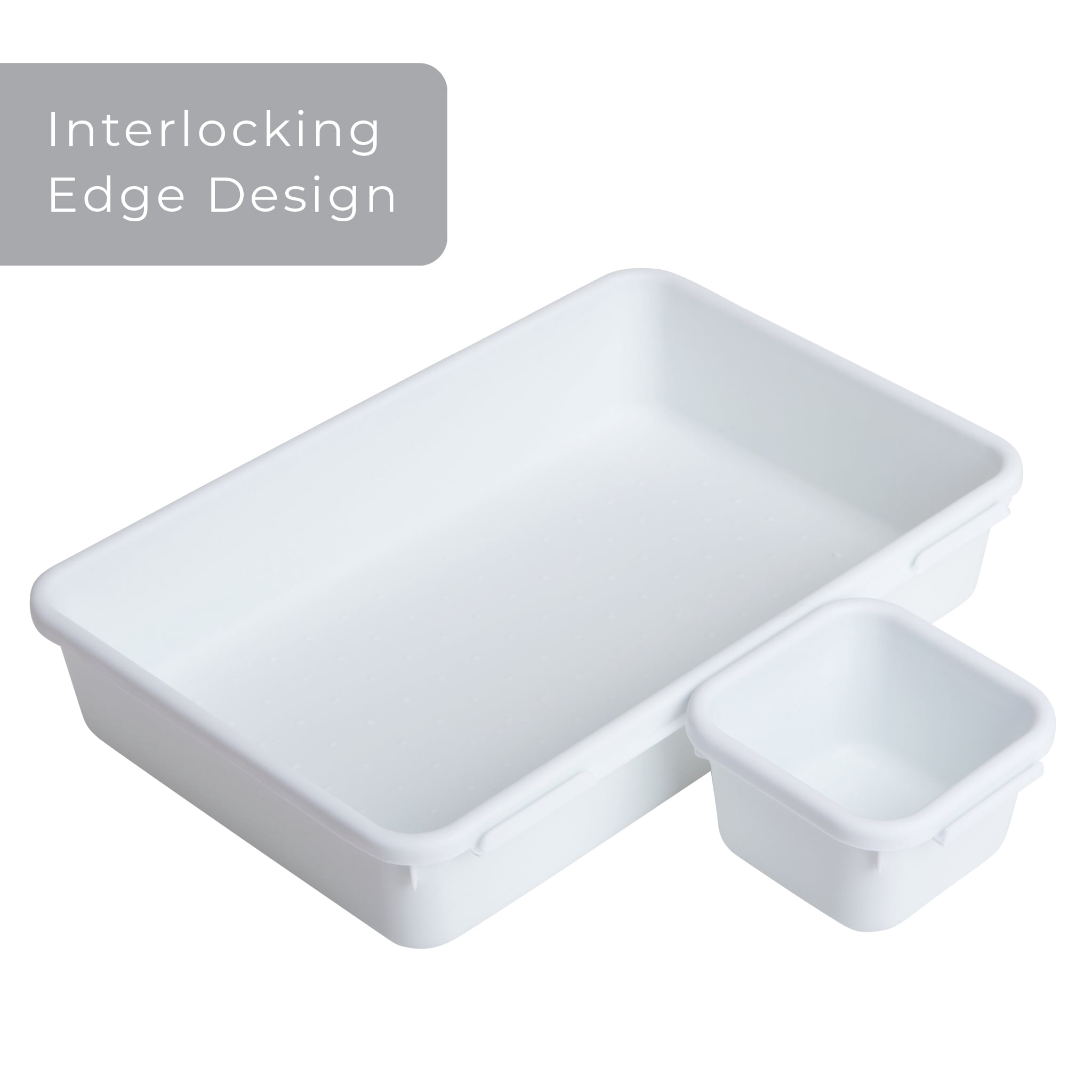 Smart Design 8-Piece Interlocking Drawer Organizer Set (White, 8-Piece) tynez