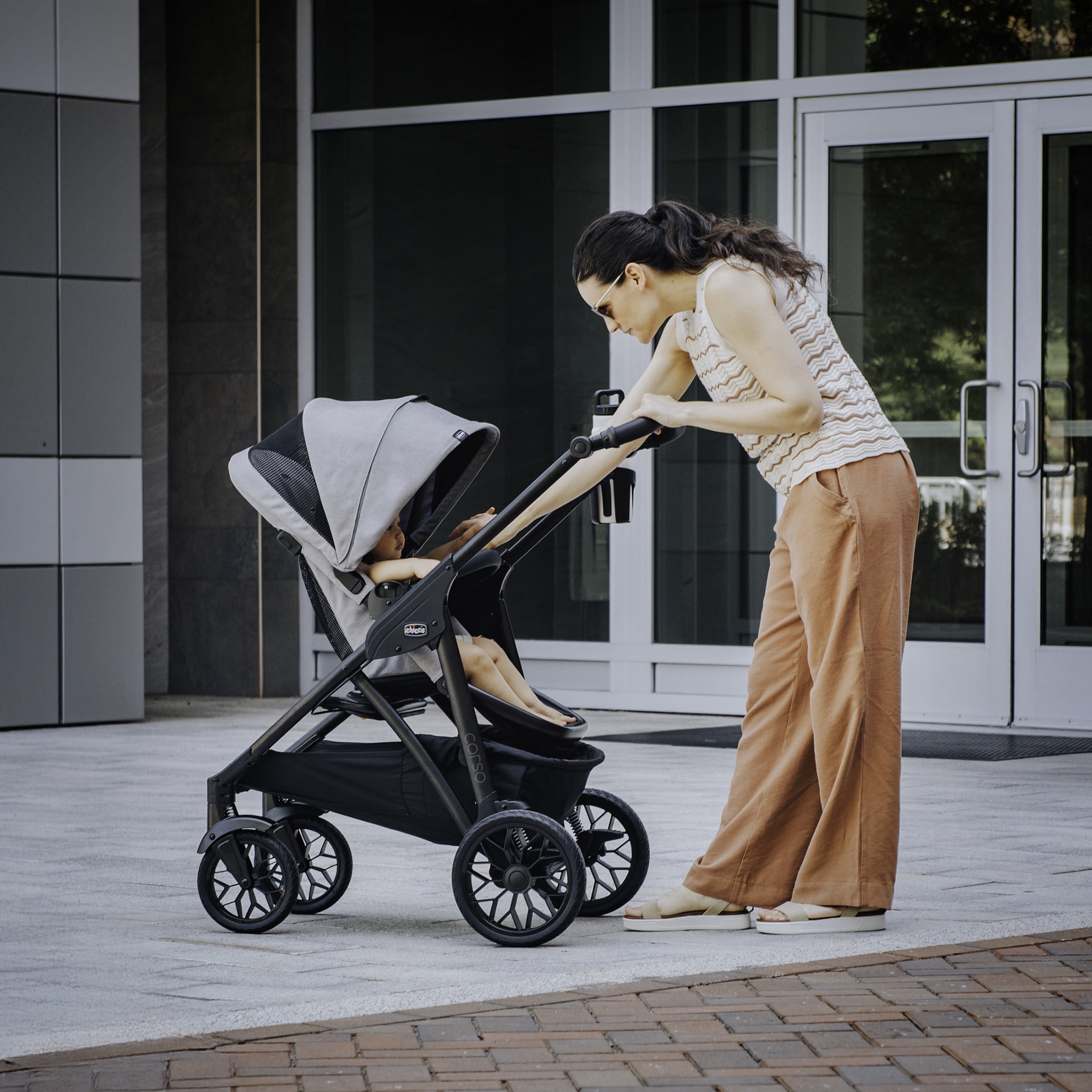 Chicco Corso LE ClearTex Modular Travel System with KeyFit Max Infant Car Seat (Canyon Grey, 1 Pack) vp6mx