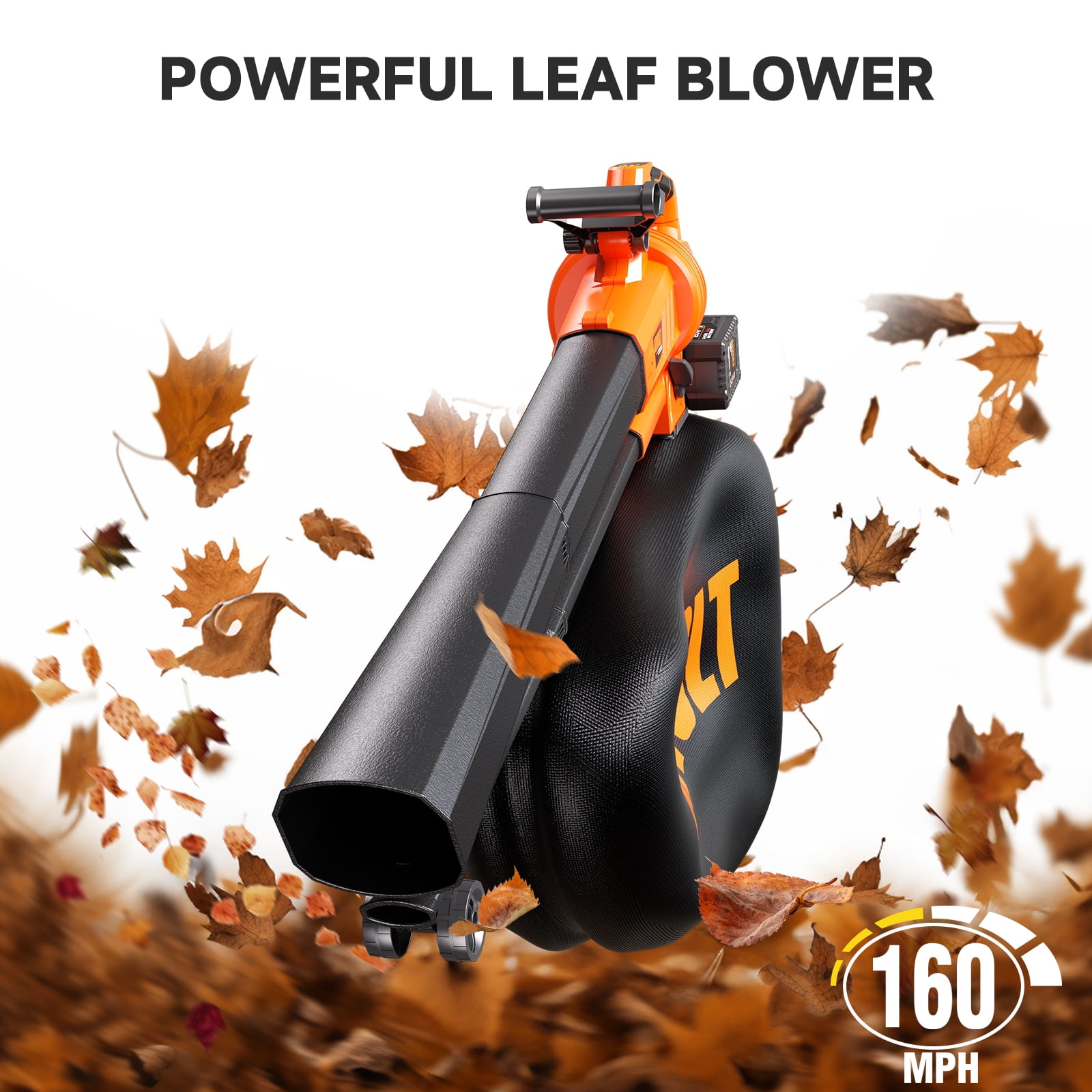 AIVOLT 3-in-1 Cordless Leaf Blower, Vacuum & Mulcher, 600 CFM 40V Brushless Motor (Includes 2 Batteries, 10.57 gal Collection Bag) bs912