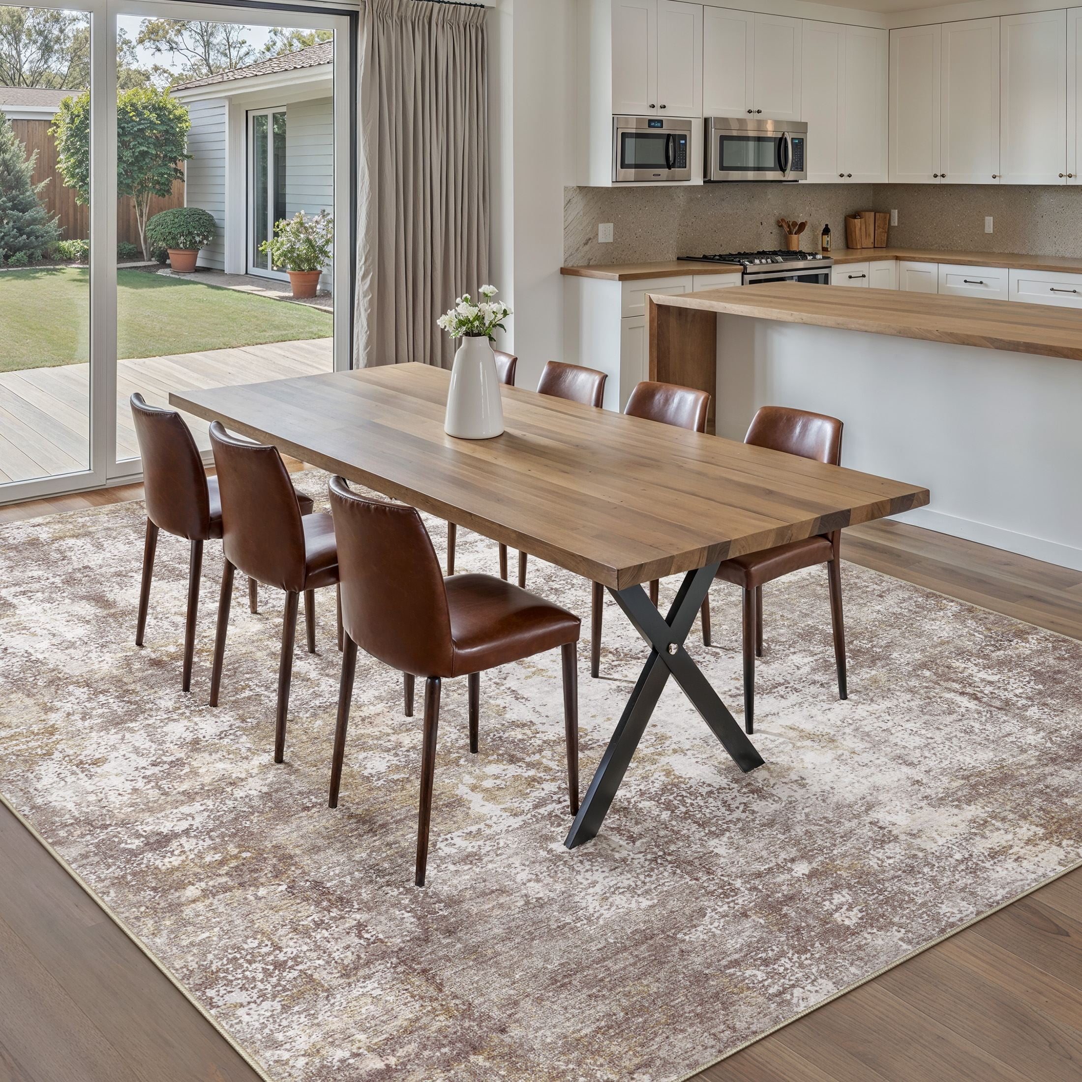 Uermei Modern Abstract Area Rug, Soft Non-Slip Indoor Carpet for Living Room and Bedroom (Golden Brown, 9 ft x 12 ft) vtr1x