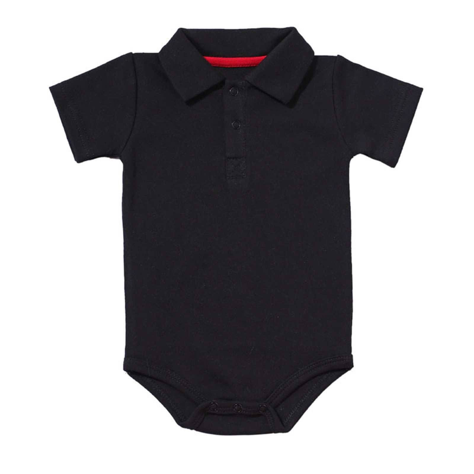 Agkizg Baby Boys Short Sleeve Bodysuit Solid Color Cotton Romper (Black, Newborn) m66xf