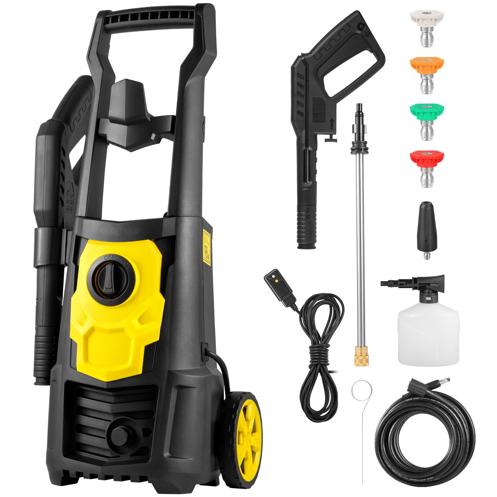 KFFKFF Electric Pressure Washer (2000 PSI, 1.65 GPM, 30 ft Hose, 5 Spray Nozzles) mto86