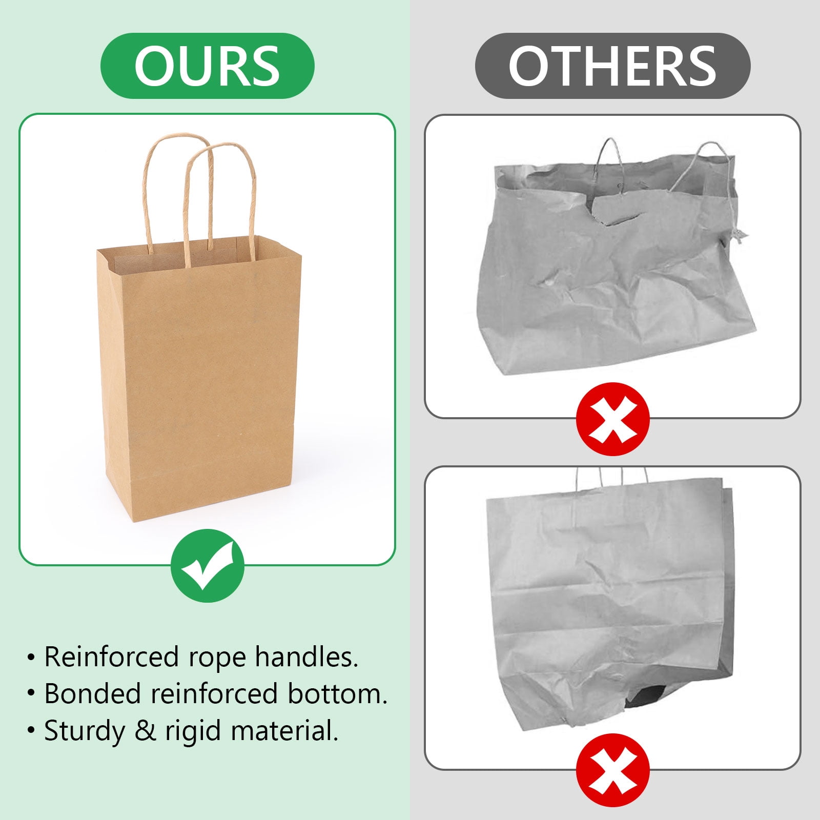 Hengbo Kraft Paper Gift Bags with Handles, Durable Retail Shopping Bags for Party Favors (Brown, 30 Pack, 5.9 x 3.1 x 8.2 in) kbllt
