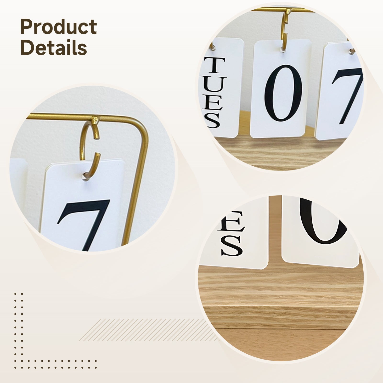 Dollcube Perpetual Desk Calendar with Gold Metal Frame (Gold, 10.83 in x 6.49 in) koron