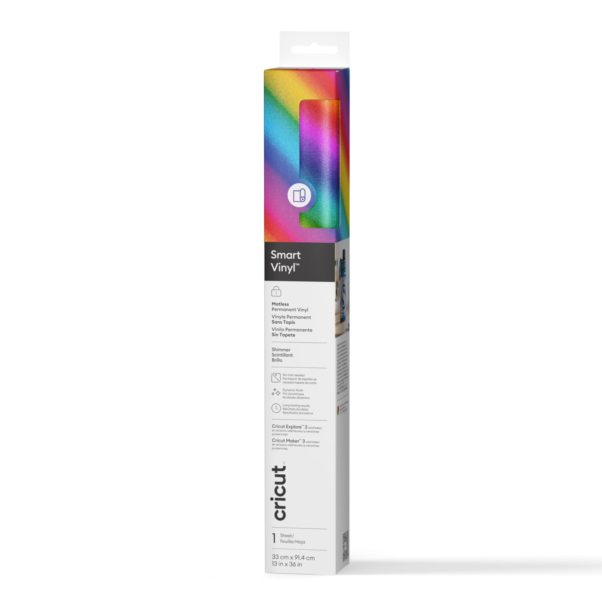 Cricut Smart Vinyl Permanent Shimmer Adhesive Craft Material (Rainbow, 13 in x 36 in) ww5am