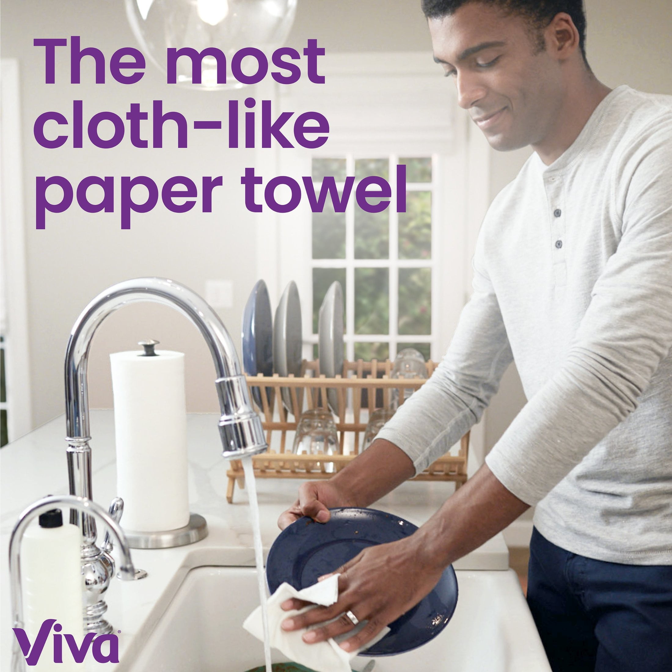 Viva Signature Cloth Paper Towels, Durable Absorbent Cleaning Sheets (White, 6 Double Rolls) mrafd