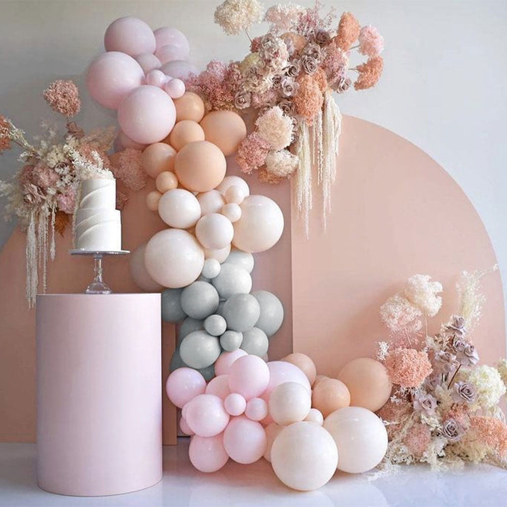 MMTX 121pcs Peach Pink Balloon Garland Arch Kit for Birthday Wedding Party Decoration (Pink, 121 Pieces) w36jm