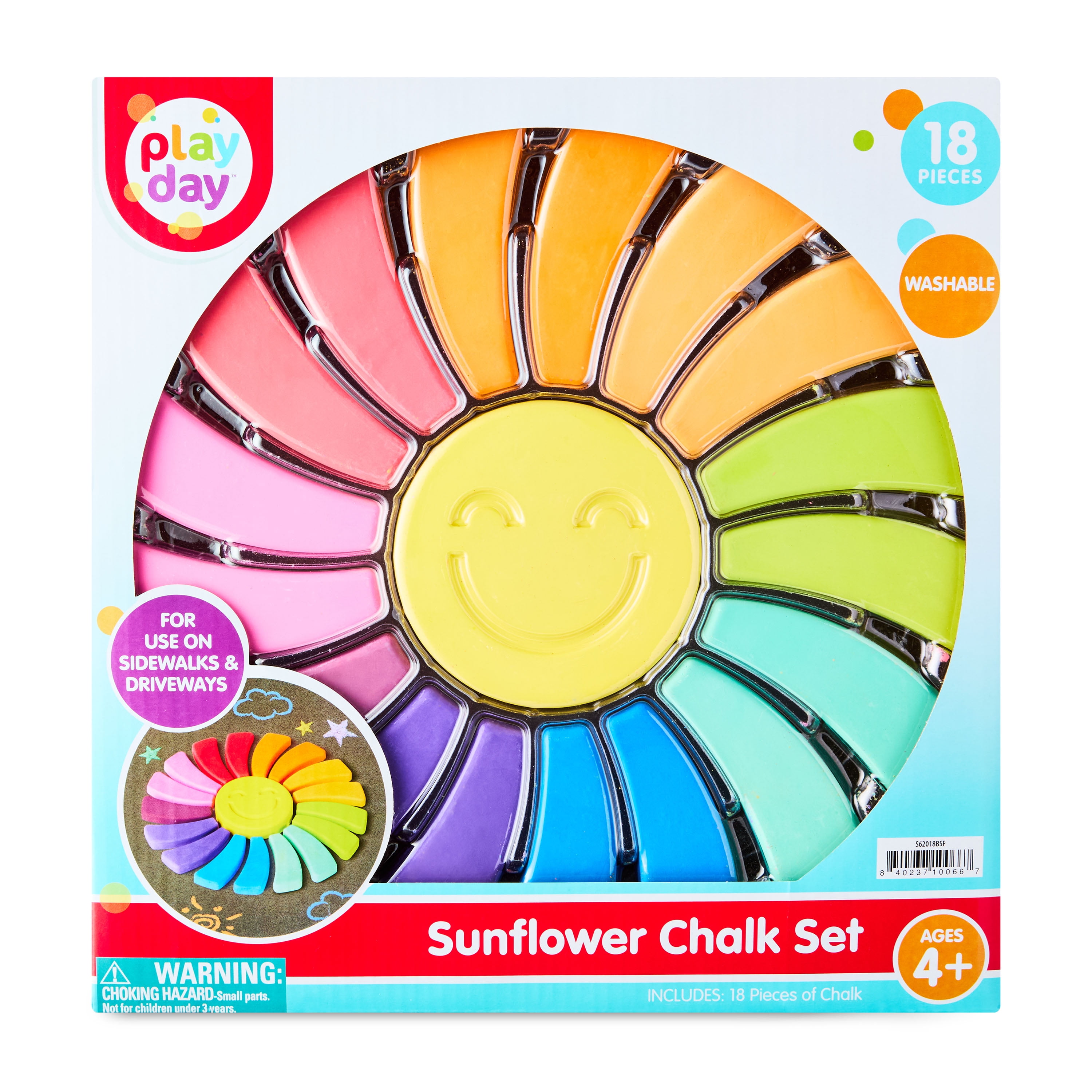 Play Day Sunflower Sidewalk Chalk Set (Multicolor, 18-Piece) n5884