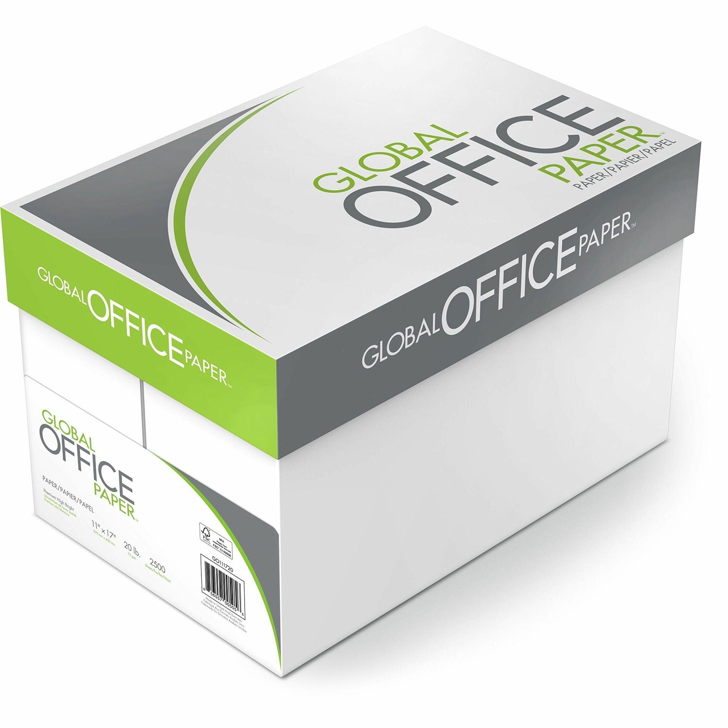 Global Office Premium Multipurpose Paper, High-Brightness Printing Paper for Laser and Inkjet Printers (White, 11 in x 17 in, 2500 Sheets) oub0f