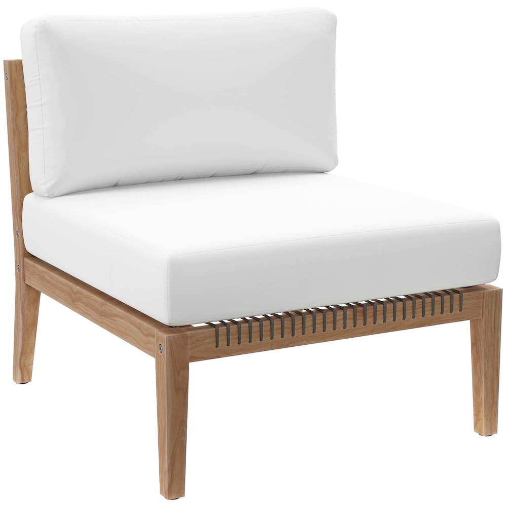 Modway Clearwater 6-Piece Teak Wood Outdoor Sectional Sofa Set (Gray/White, 6-Piece) 8zded