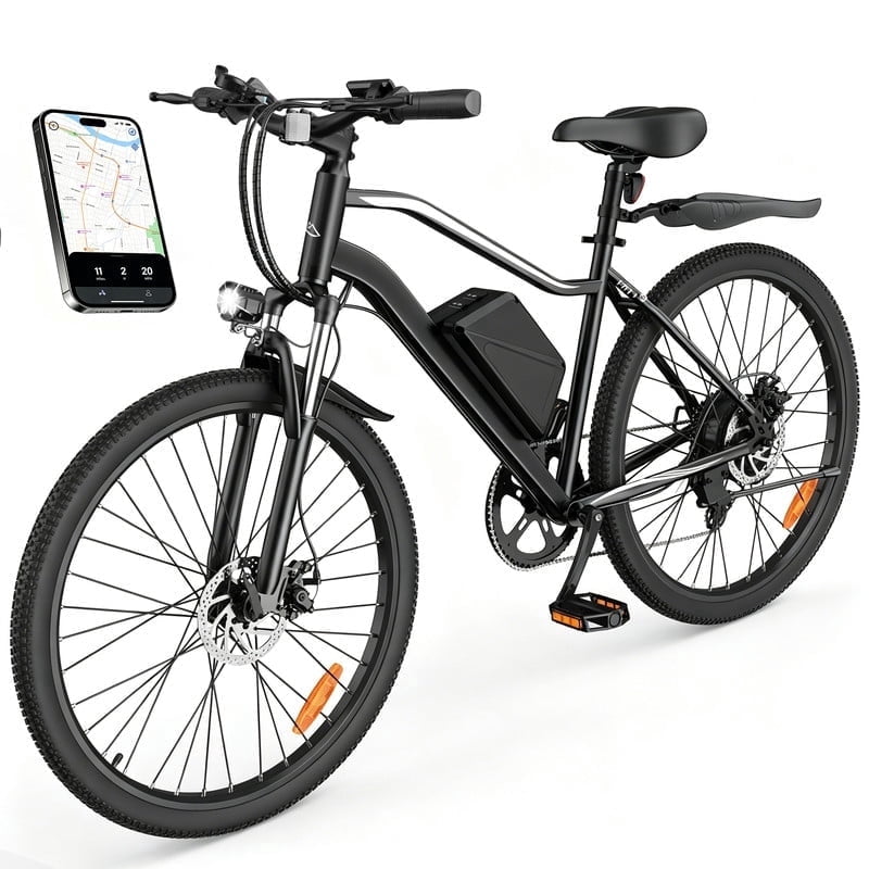 isinwin Electric Mountain Bike for Adults, 26 in E-Bike with Shimano 7-Speed Gears, 750W Peak Motor, 36V Battery (Black, 26 in) ve91o