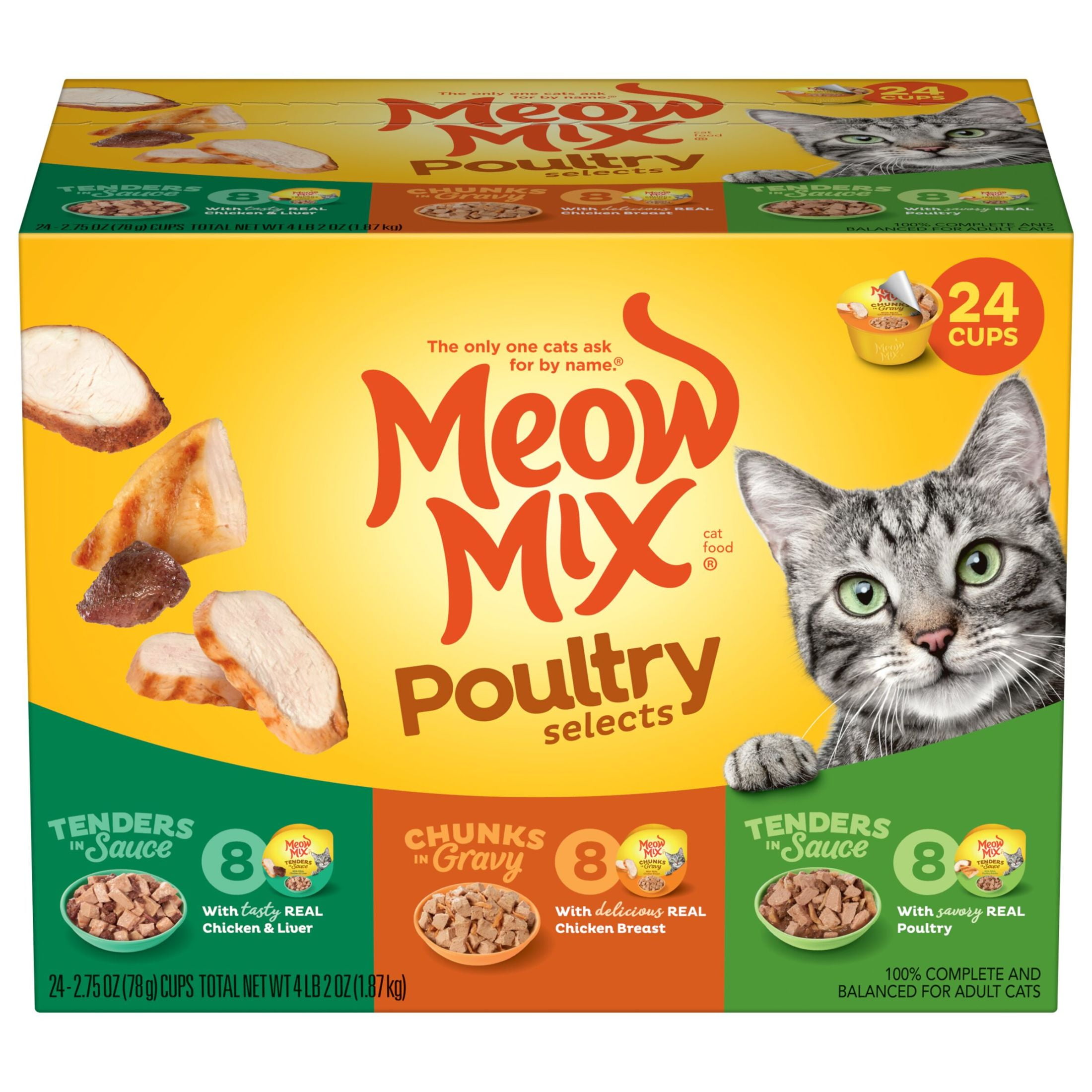 Meow Mix Poultry Selections Wet Cat Food Variety Pack (24 Pack, 2.75 oz) qqb7j