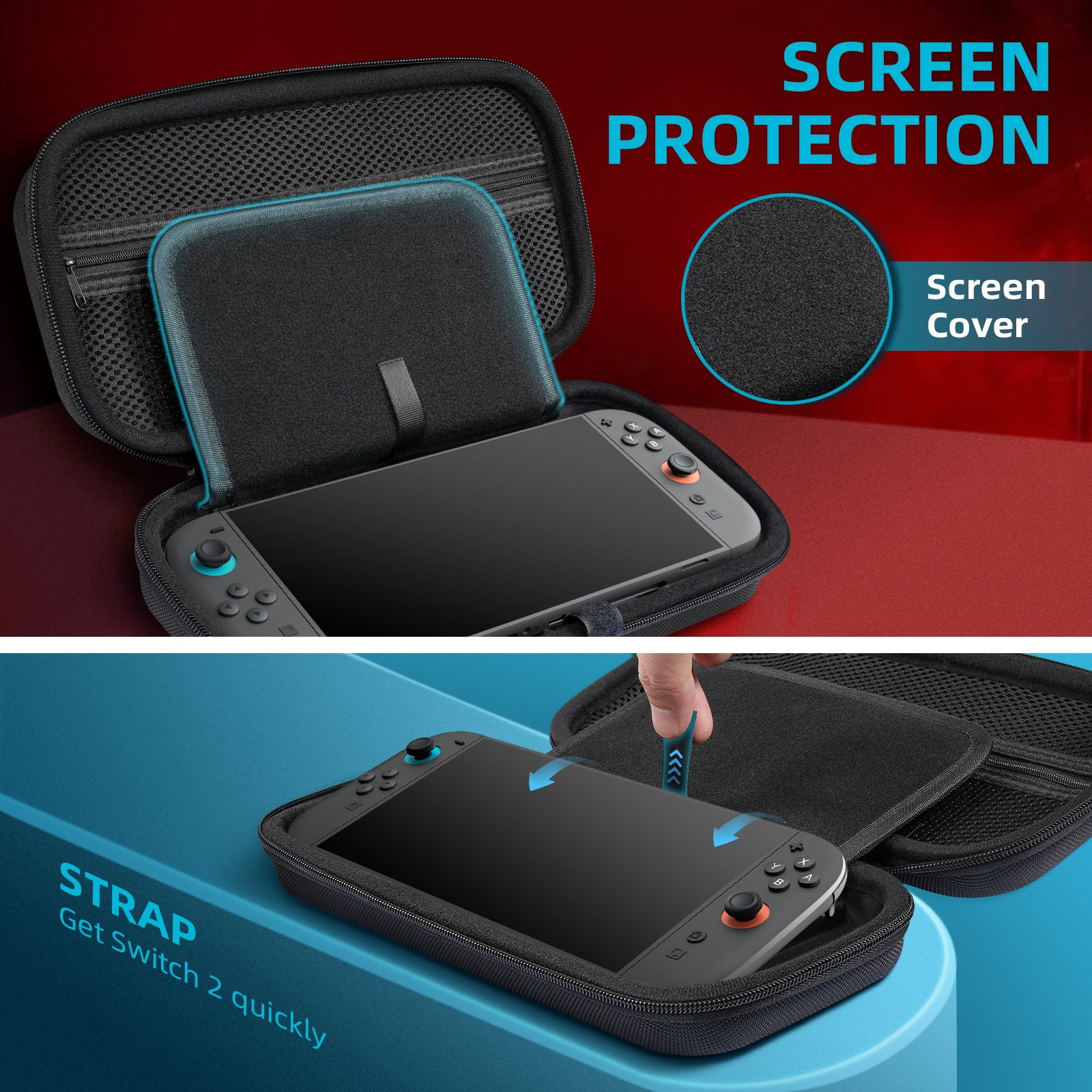 TiMOVO Hardshell Carrying Case for Nintendo Switch 2, Waterproof Travel Organizer with 10 Game Card Slots (Black) 4osu4