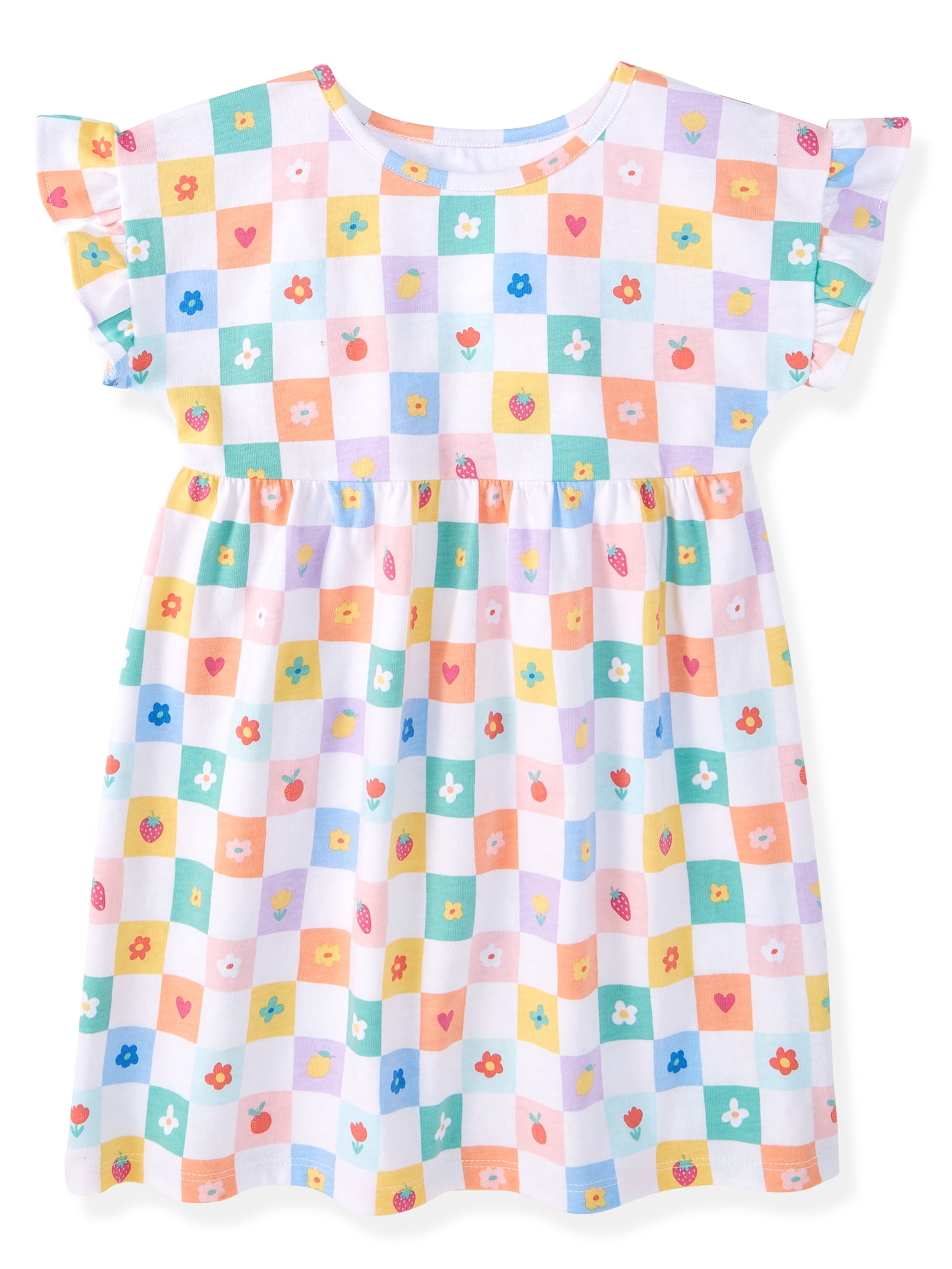 Garanimals Baby & Toddler Girl 2-Piece Cotton Dress and Biker Shorts Set (White, 0-6T) 4c55y