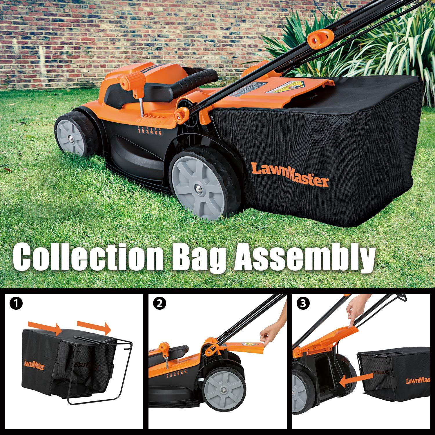 LawnMaster MEB1114K Electric Corded Lawn Mower, 11AMP High-Performance Motor, 15-Inch Cutting Deck (15 in) s1l5k
