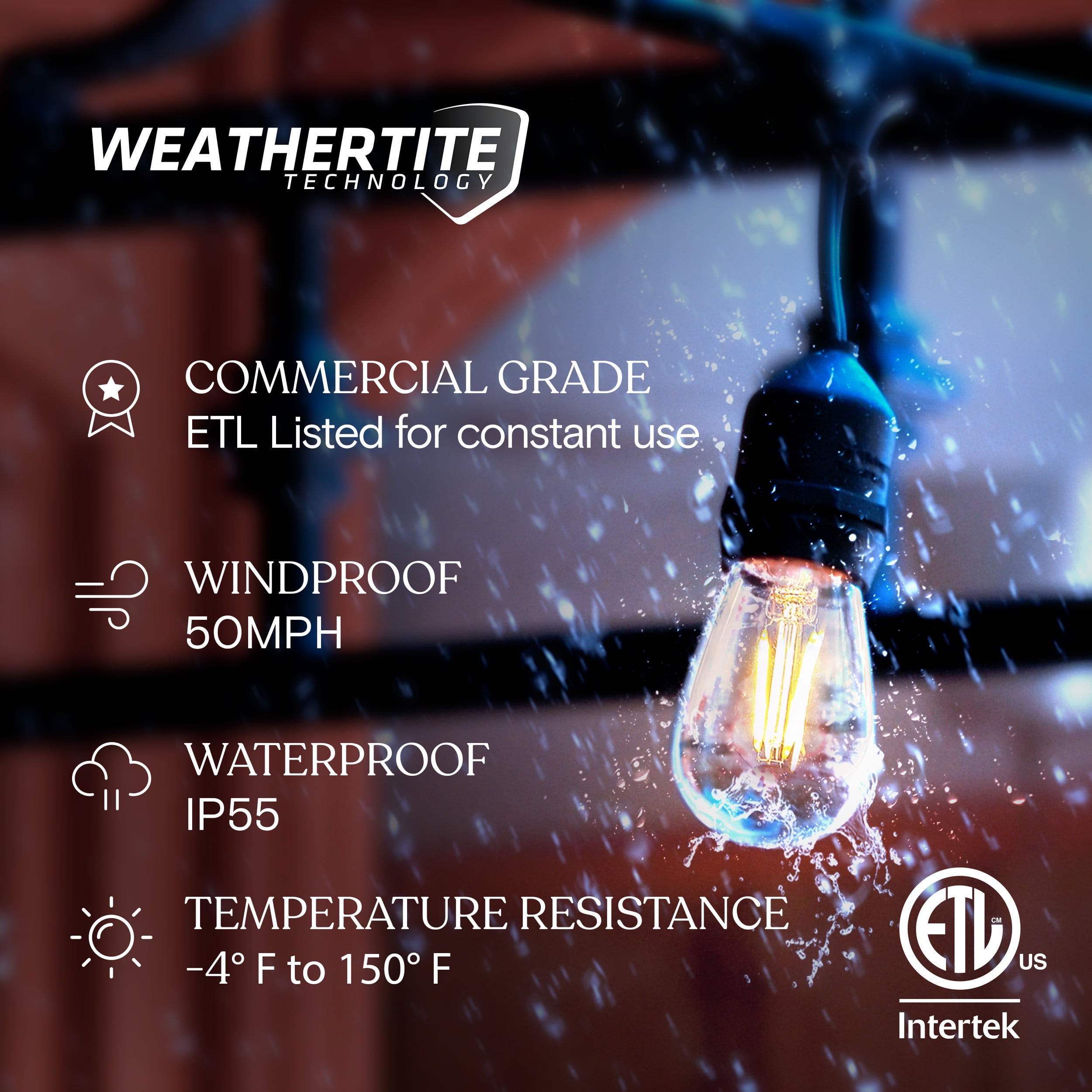 Brightech Ambience Pro LED Outdoor String Lights (Soft White, 24 ft) y2pil