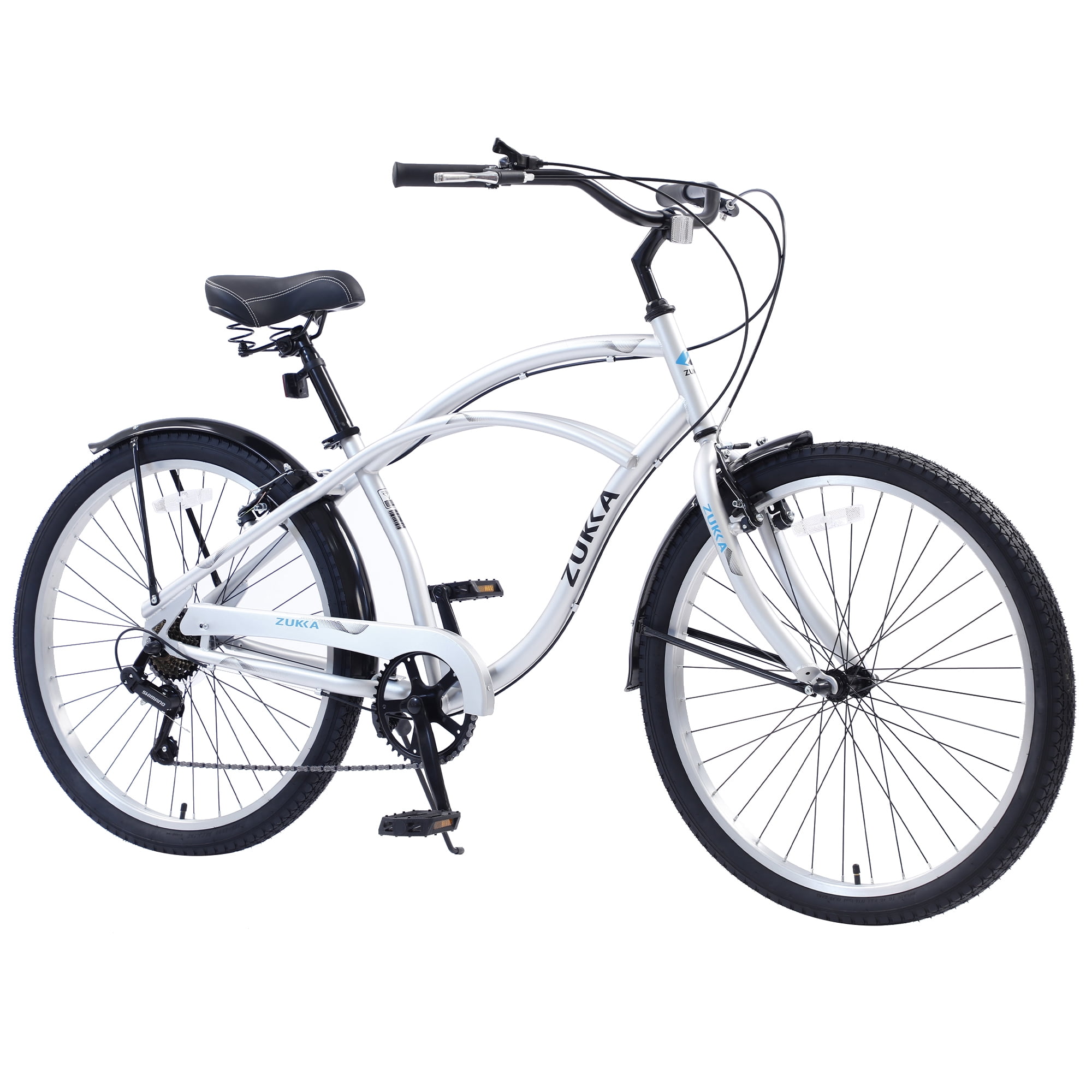 Babyfun Men's Beach Cruiser Bike 7-Speed Bicycle (Silver, 26 in) 94eds