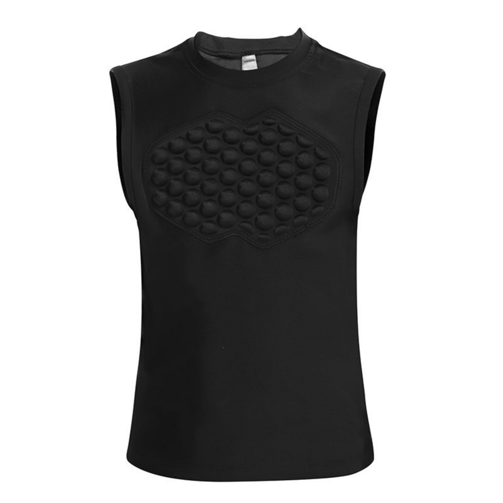 LNMQLPDBS Youth Padded Compression Shirt Chest and Rib Protector for Football Baseball (Black, 7-8 Years) 2kn3d