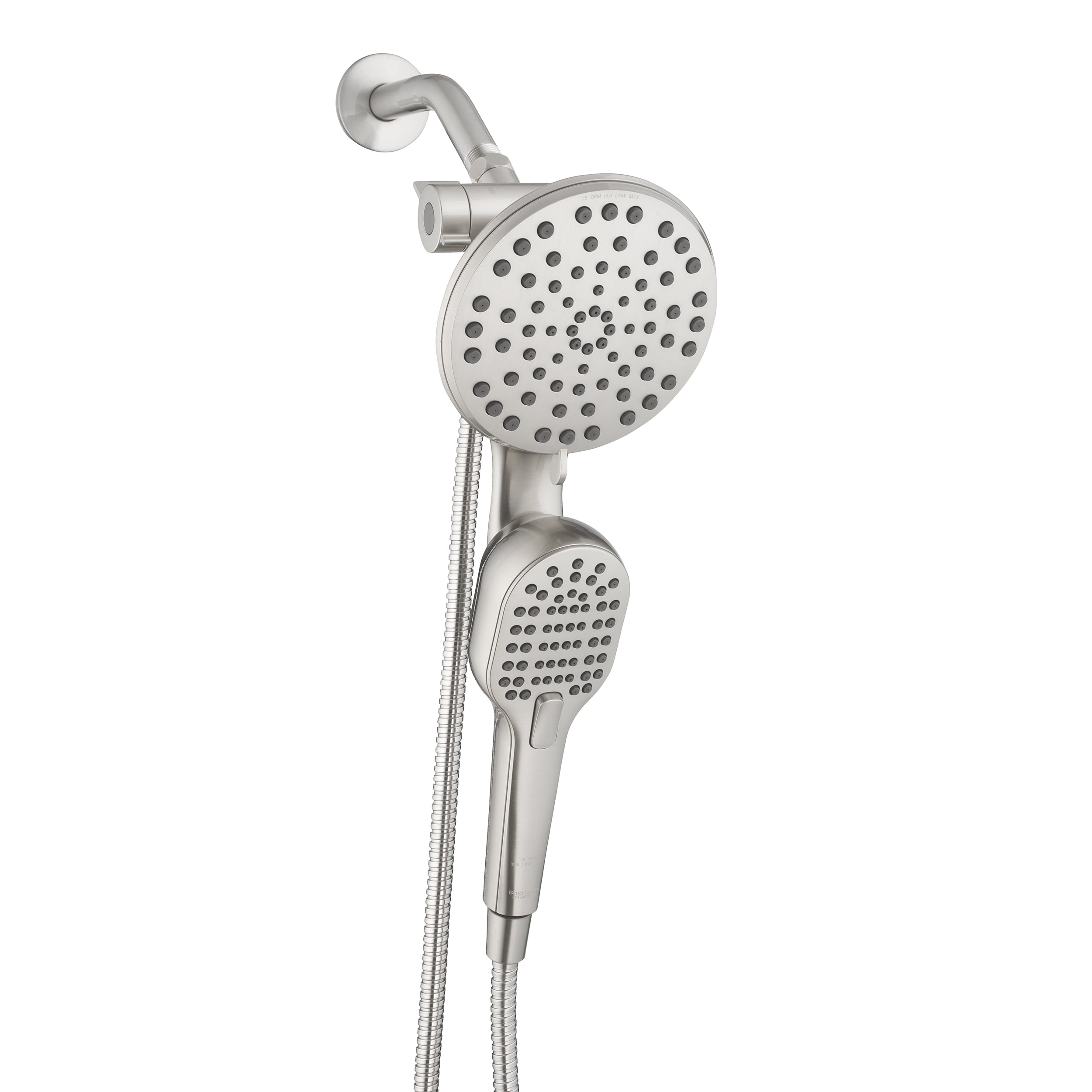 Better Homes & Gardens Magnetic Dual Showerhead Combo (Satin Nickel, 72 in Hose) a5esw