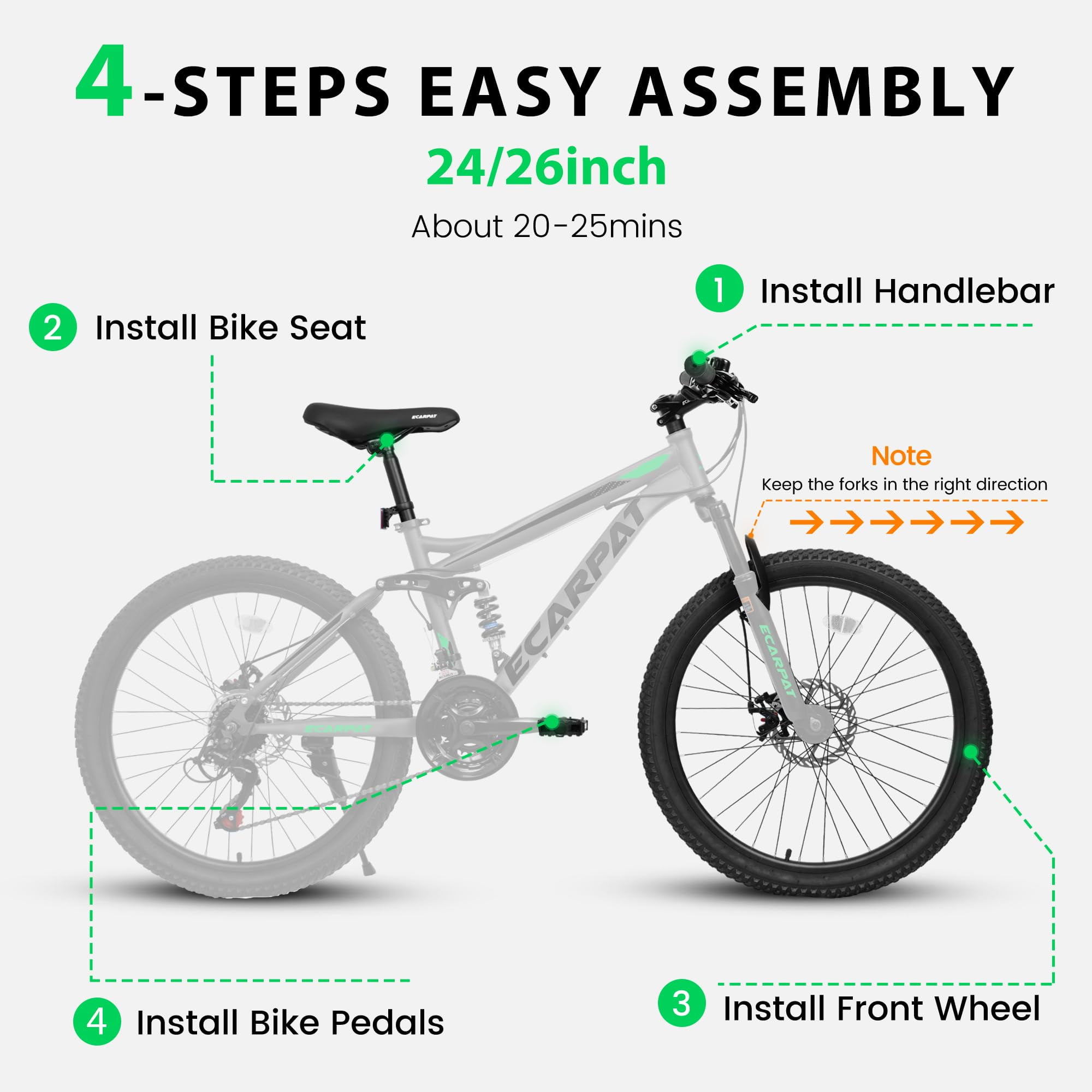 Juuar 26 in Mountain Bike, 21-Speed Full Suspension MTB with Dual Disc Brakes (Gray, 26 in) la065